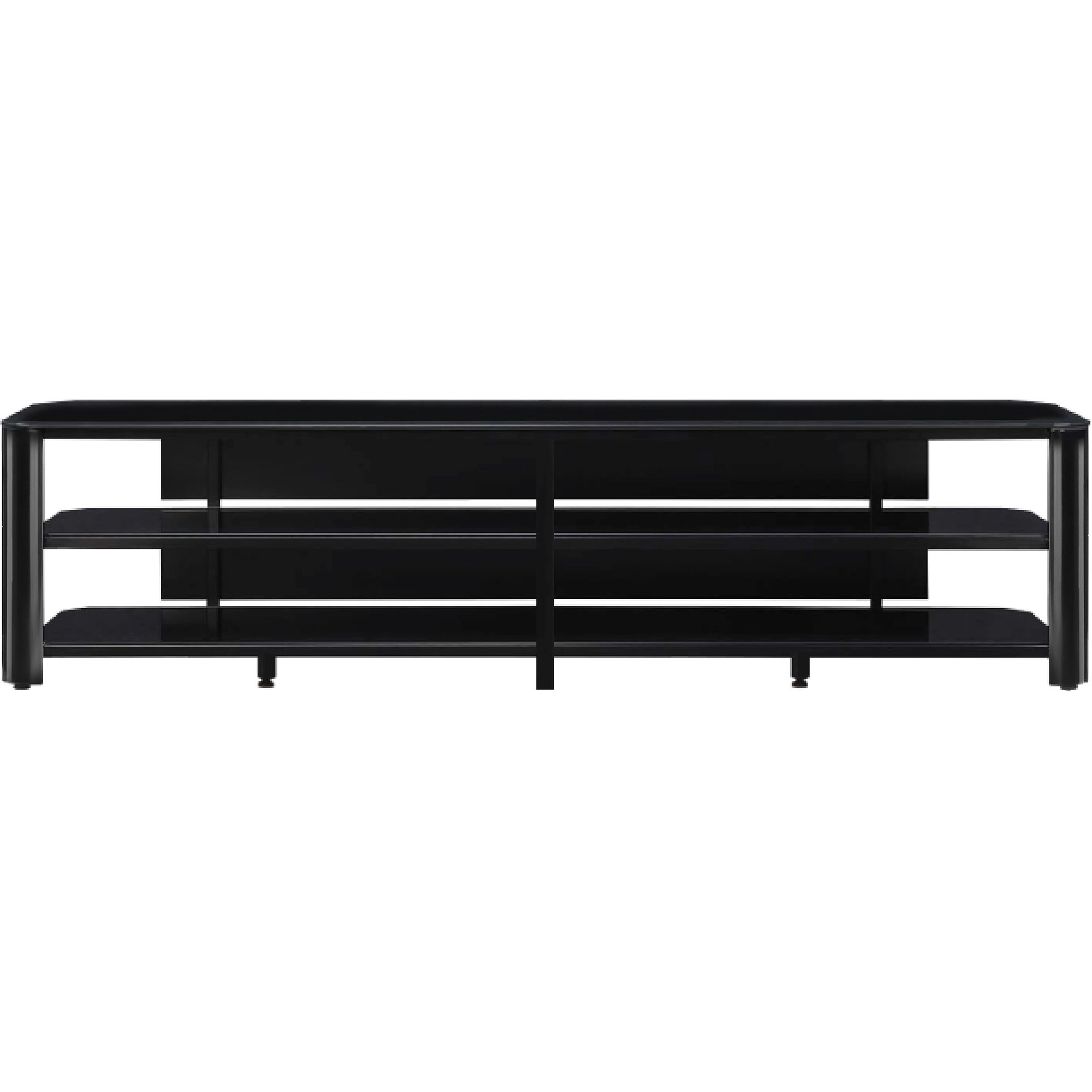Innovex Oxford Glass Black Tv Stand For Tvs Up To 83" – Walmart Pertaining To Oxford 84 Inch Tv Stands (View 13 of 30)