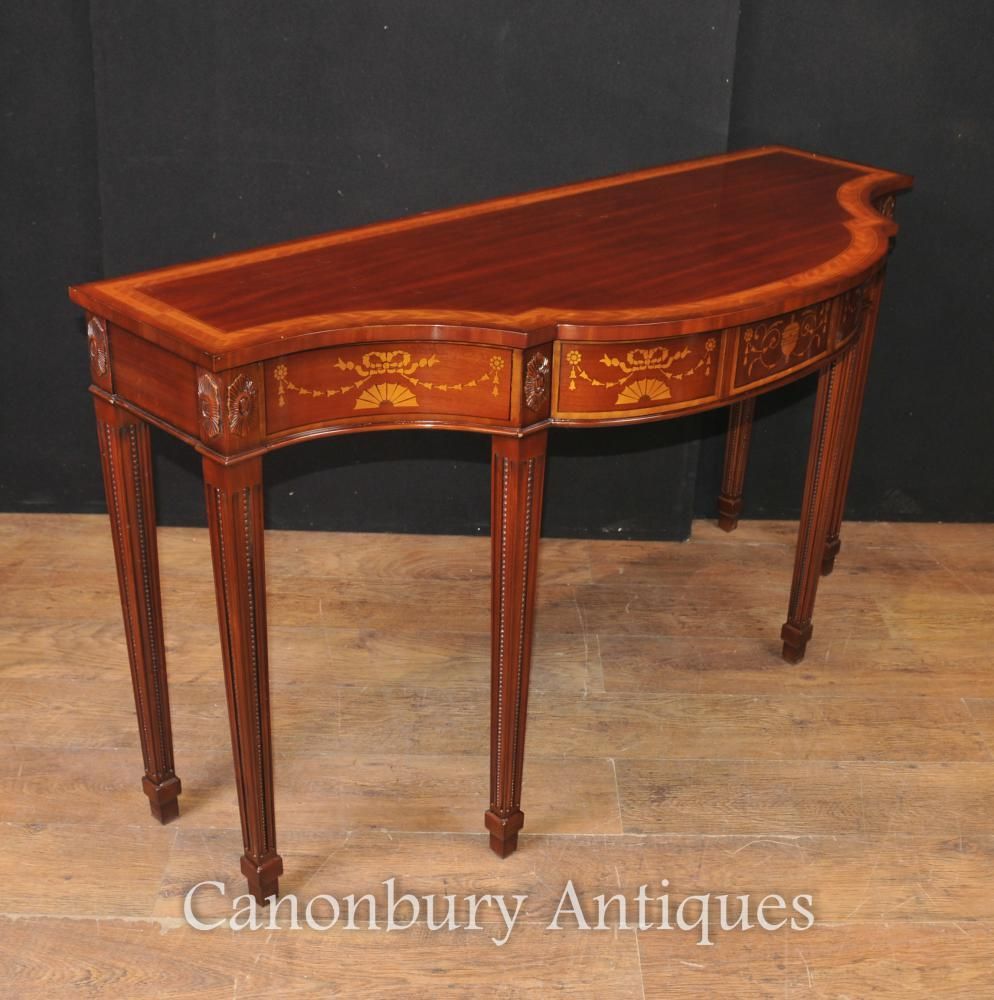Large Regency Breakfront Console Table In Mahogany Inlay Sheraton With Regard To Orange Inlay Console Tables (View 12 of 30)