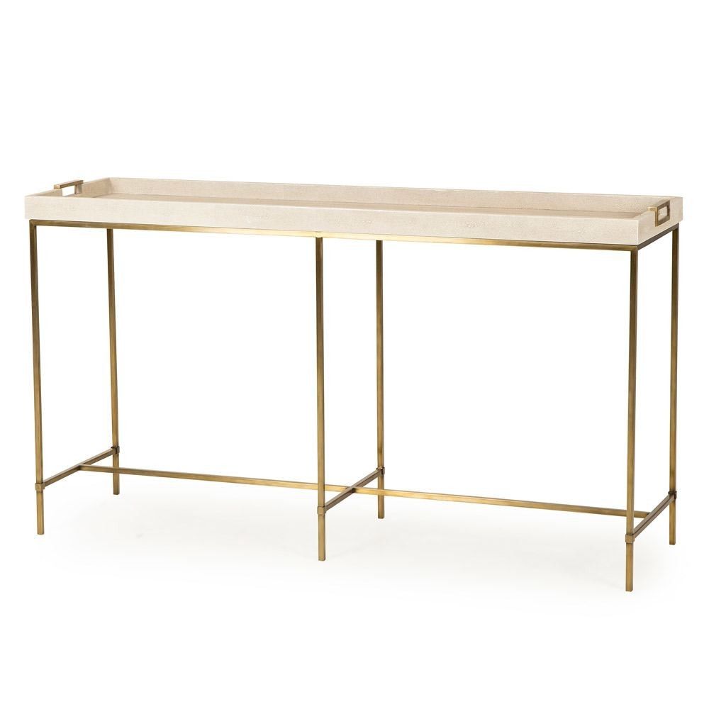 Maison 55resource Decor Lexi Tray Console Table Ivory Faux Regarding Faux Shagreen Console Tables (View 5 of 30)