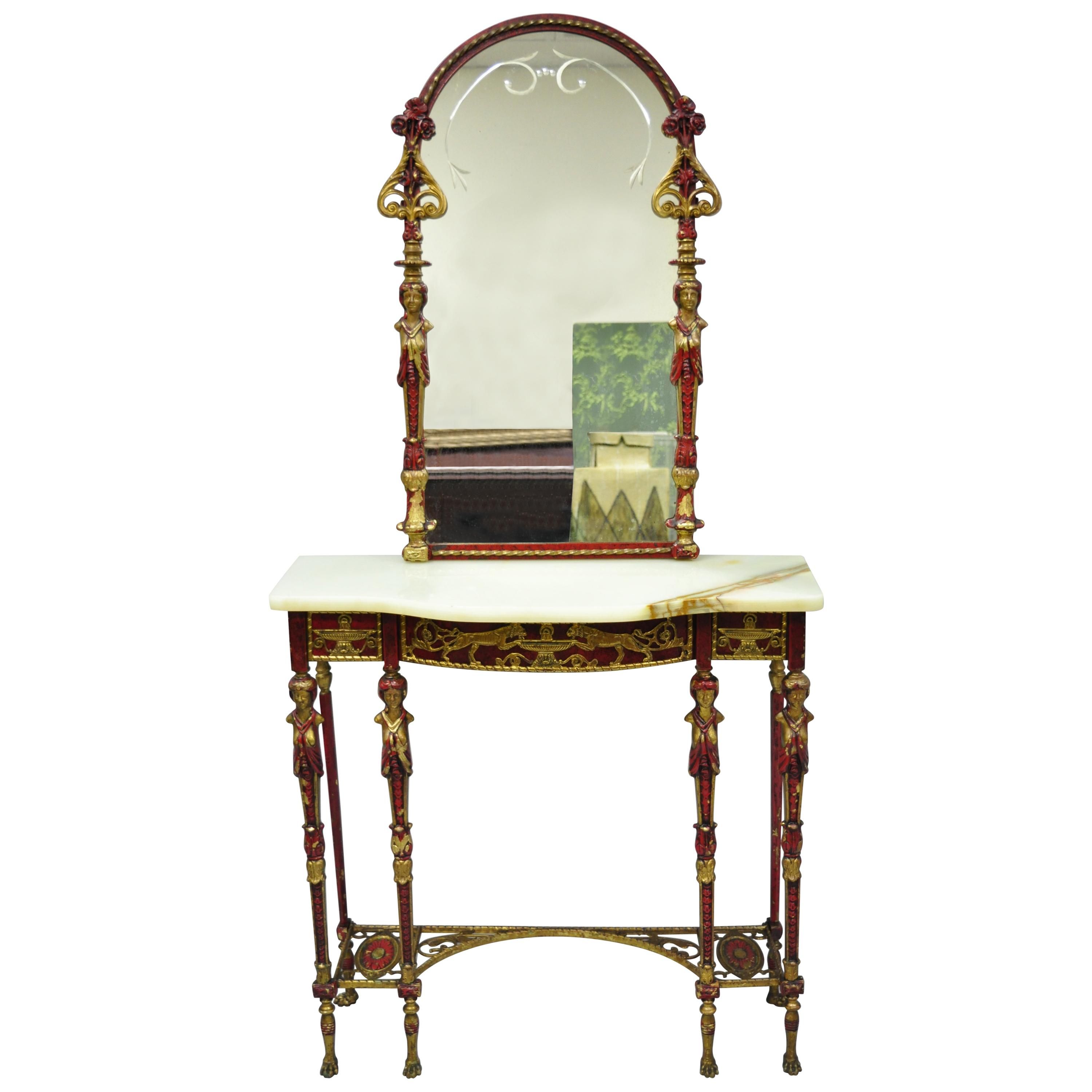 Marble And Bronzed Cast Iron Console Table With Mirroroscar Bach For Oscar 60 Inch Console Tables (Photo 1 of 30)