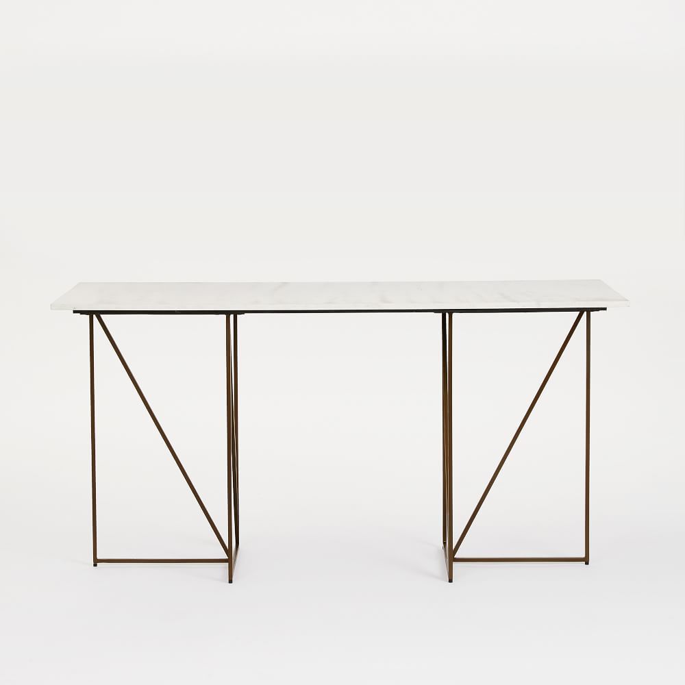 Marble + Brass Geo Desk | Furnish + Fill | Pinterest | Geo, Marbles Pertaining To Parsons Grey Marble Top &amp; Elm Base 48x16 Console Tables (View 3 of 30)