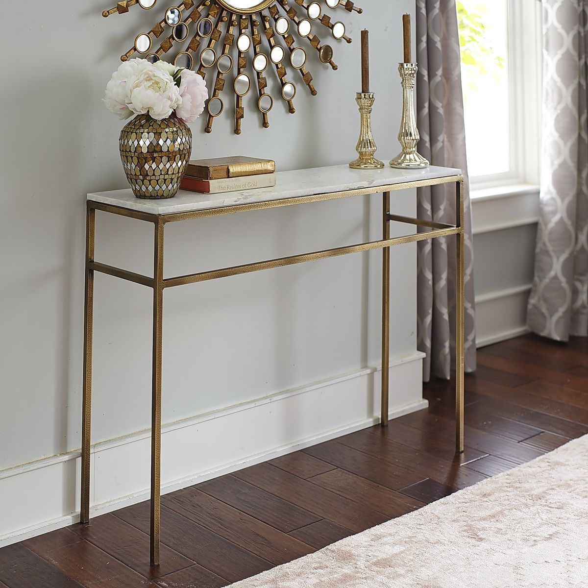 Marble Top Console Table Modern : Console Table – Beautiful Marble In Elke Marble Console Tables With Brass Base (View 27 of 30)