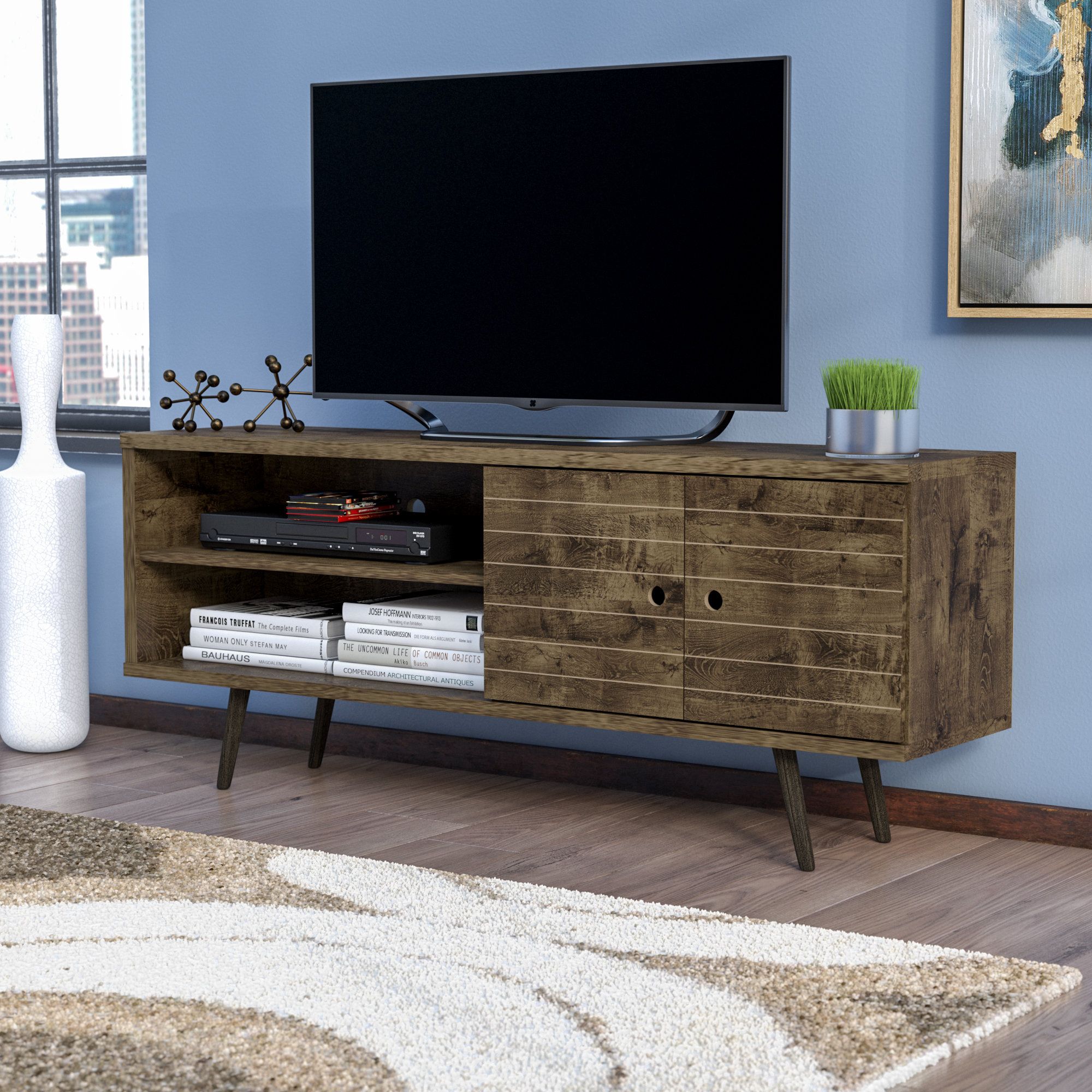 Mistana Hal Tv Stand For Tvs Up To 60" & Reviews | Wayfair Intended For Century Blue 60 Inch Tv Stands (Photo 7 of 30)