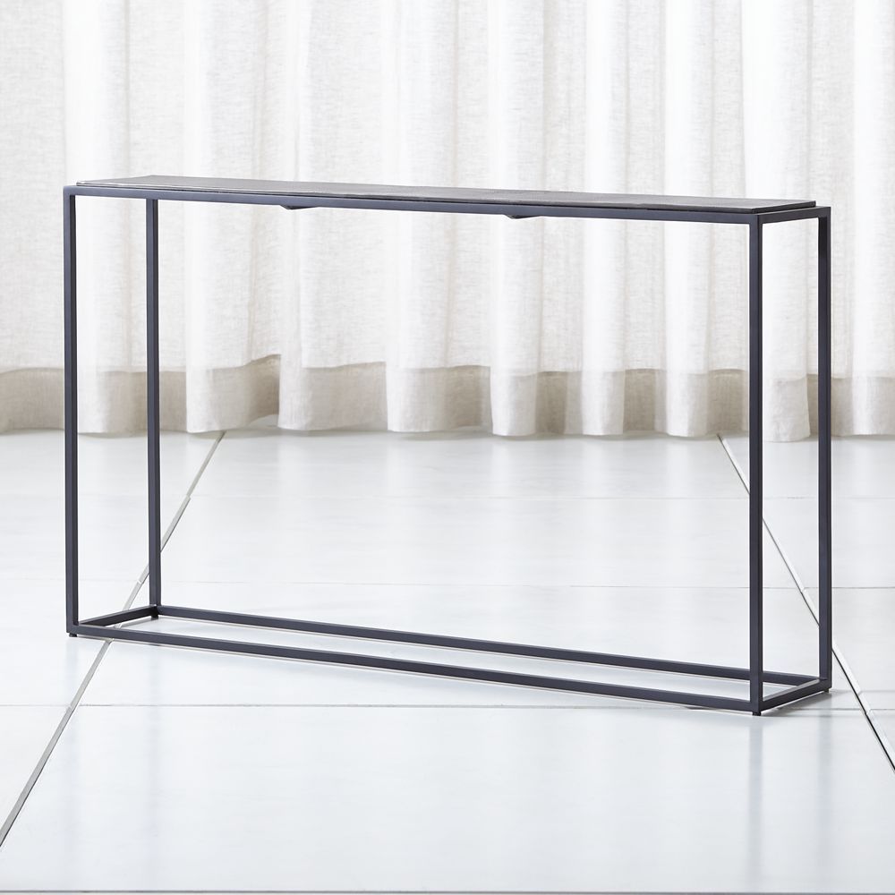 Featured Photo of Top 30 of Mix Leather Imprint Metal Frame Console Tables