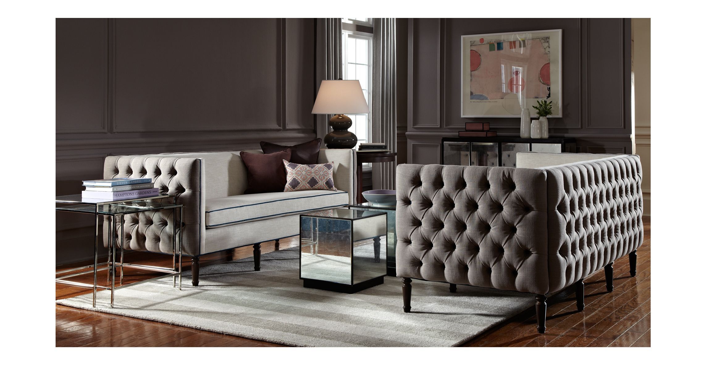 Modern Tufted Sofa – Google Search | Turn Of The Century Moderne Inside Parsons Clear Glass Top & Brass Base 48x16 Console Tables (View 28 of 30)
