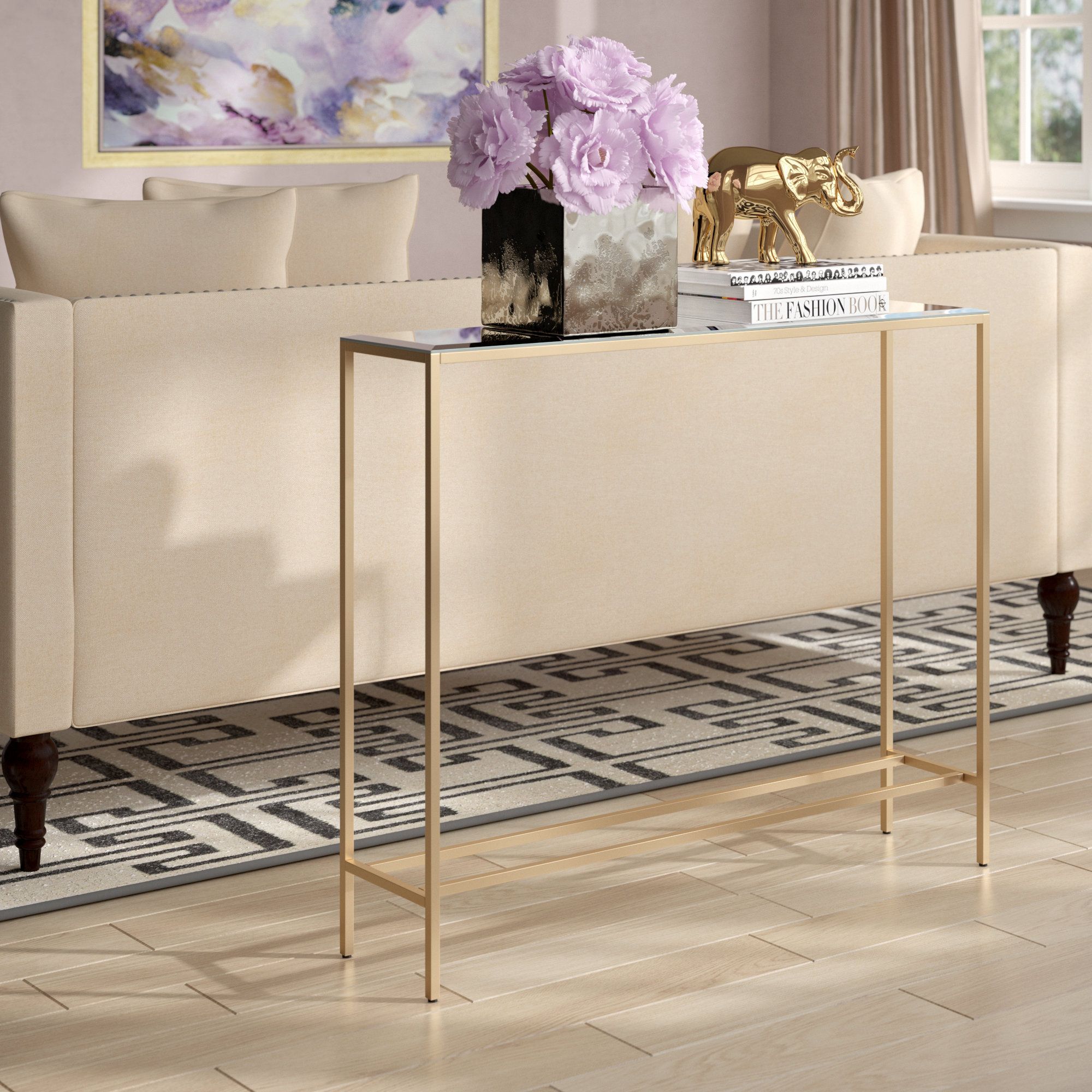Narrow Console Tables You'll Love | Wayfair With Regard To Natural Wood Mirrored Media Console Tables (Photo 29 of 30)