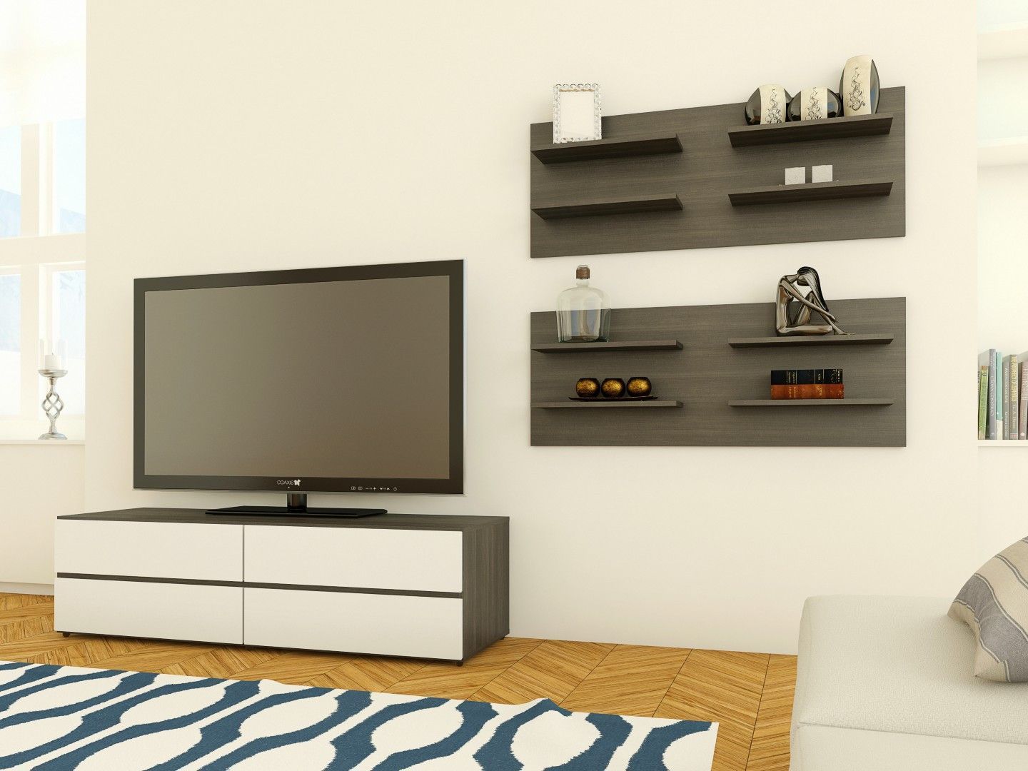 Nexera 220530 Allure Decorative Wall Shelf, Ebony | New Condo Within Kenzie 60 Inch Open Display Tv Stands (View 20 of 30)