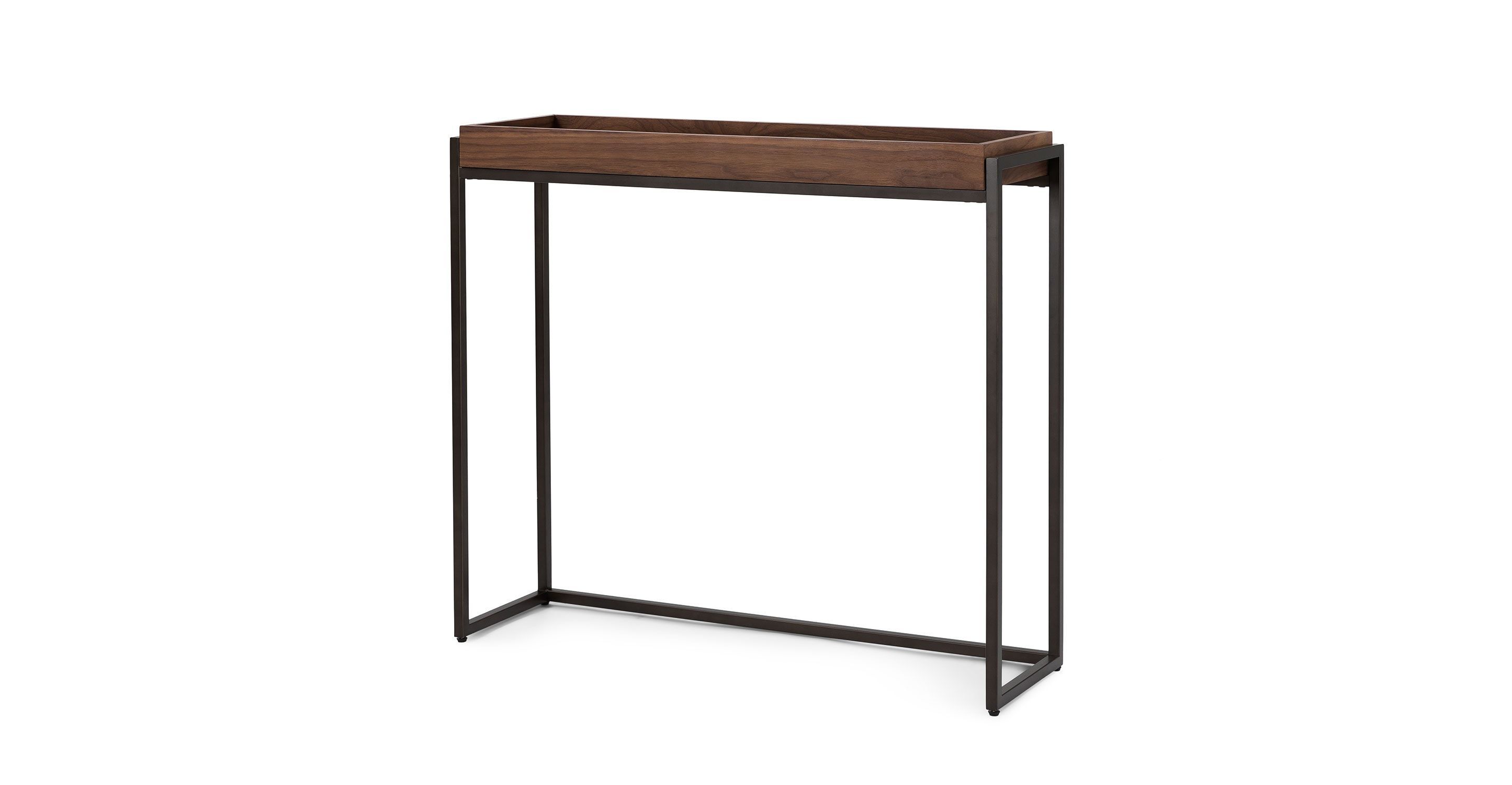 Oscuro Walnut Console With Regard To Parsons Walnut Top & Dark Steel Base 48x16 Console Tables (Photo 29 of 30)