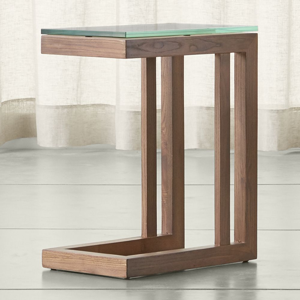 Parsons Elm C Table With Clear Glass Top | Products For Parsons Walnut Top & Dark Steel Base 48x16 Console Tables (View 6 of 30)