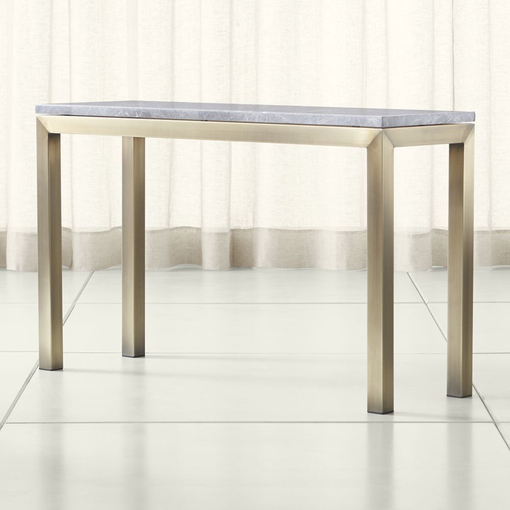 Parsons Grey Marble Top/ Brass Base 48x16 Console | Marble Top And Regarding Parsons Concrete Top & Brass Base 48x16 Console Tables (View 1 of 30)