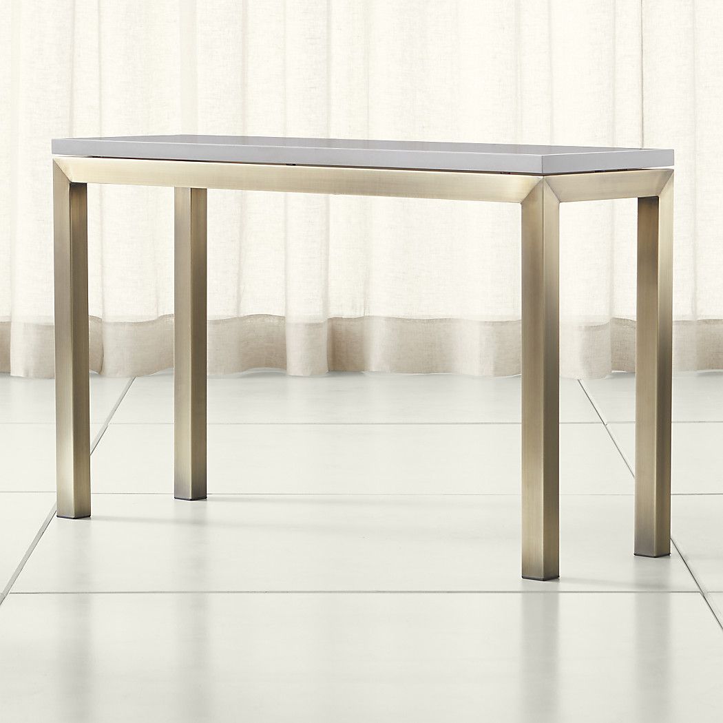 Parsons Grey Solid Surface Top/ Brass Base 48x16 Console Pertaining To Parsons White Marble Top &amp; Dark Steel Base 48x16 Console Tables (Photo 2 of 30)