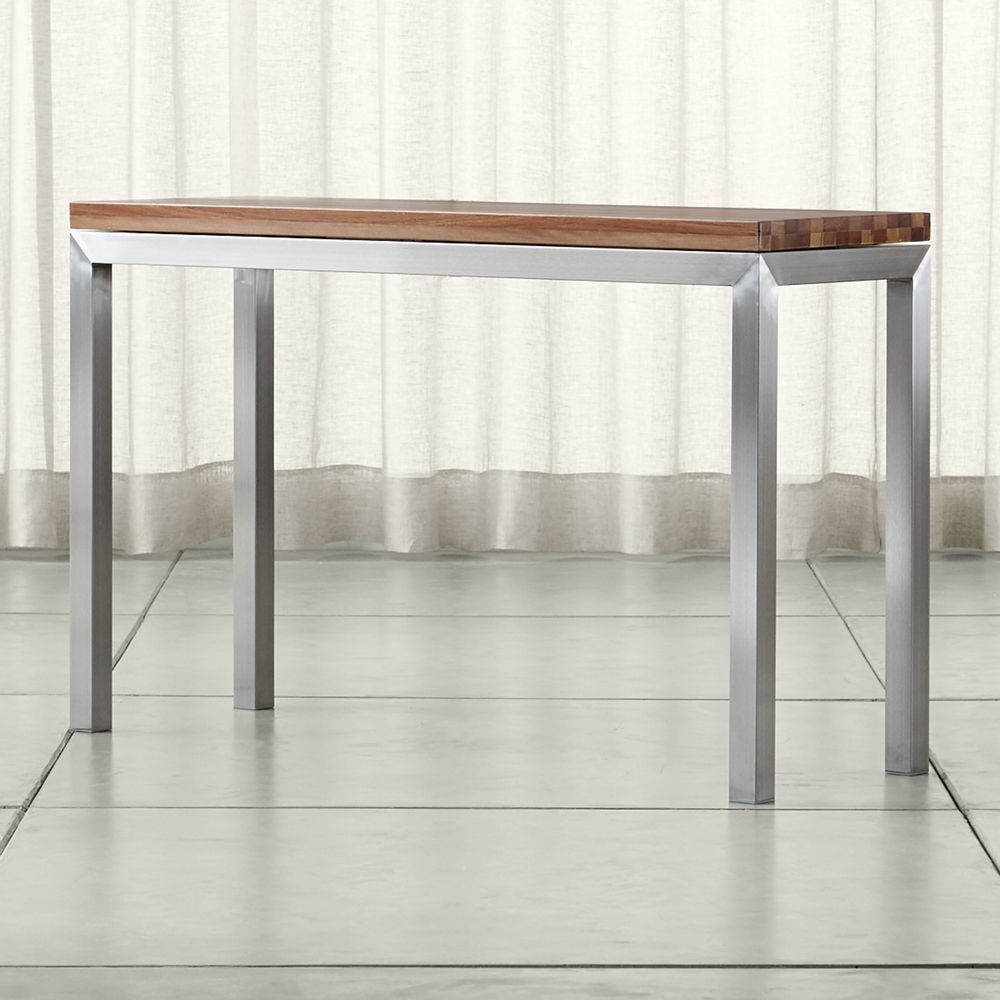 Parsons Reclaimed Wood Top/ Stainless Steel Base 48x16 Console In Parsons White Marble Top & Stainless Steel Base 48x16 Console Tables (Photo 11 of 30)