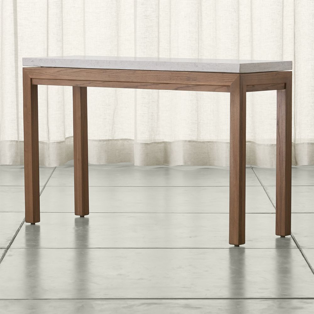 Parsons Travertine Top/ Elm Base 48x16 Console | Products Throughout Parsons Black Marble Top & Elm Base 48x16 Console Tables (Photo 1 of 30)