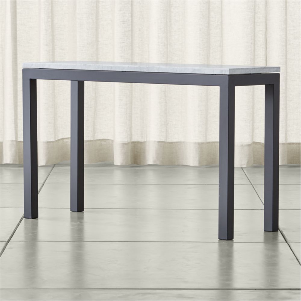 Parsons White Marble Top/ Dark Steel Base 48x16 Console | Products Pertaining To Parsons Walnut Top & Dark Steel Base 48x16 Console Tables (Photo 1 of 30)