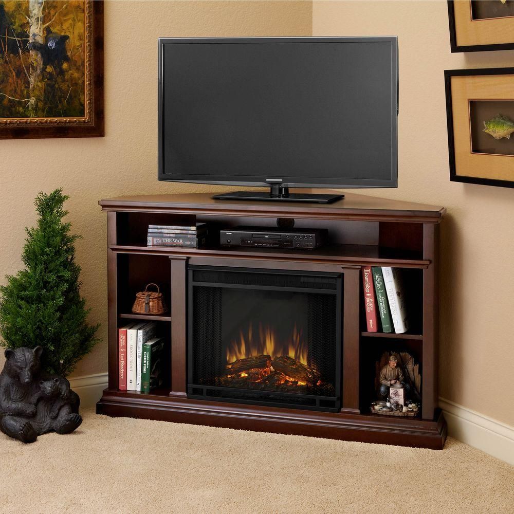 Real Flame Churchill 51 In. Corner Media Console Electric Fireplace With Casey Grey 54 Inch Tv Stands (Photo 30 of 30)