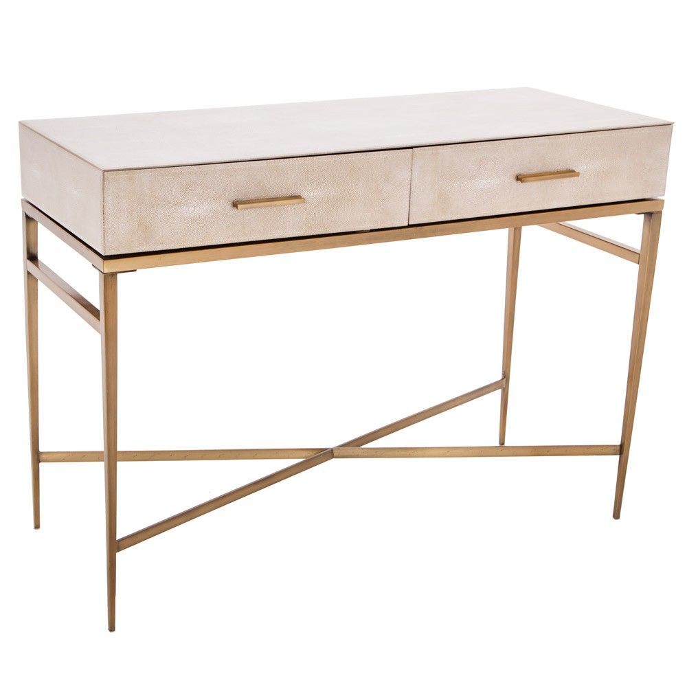 Rv Astley Esta Biscuit Shagreen 2 Drawer Console Table | Houseology Pertaining To Faux Shagreen Console Tables (View 3 of 30)
