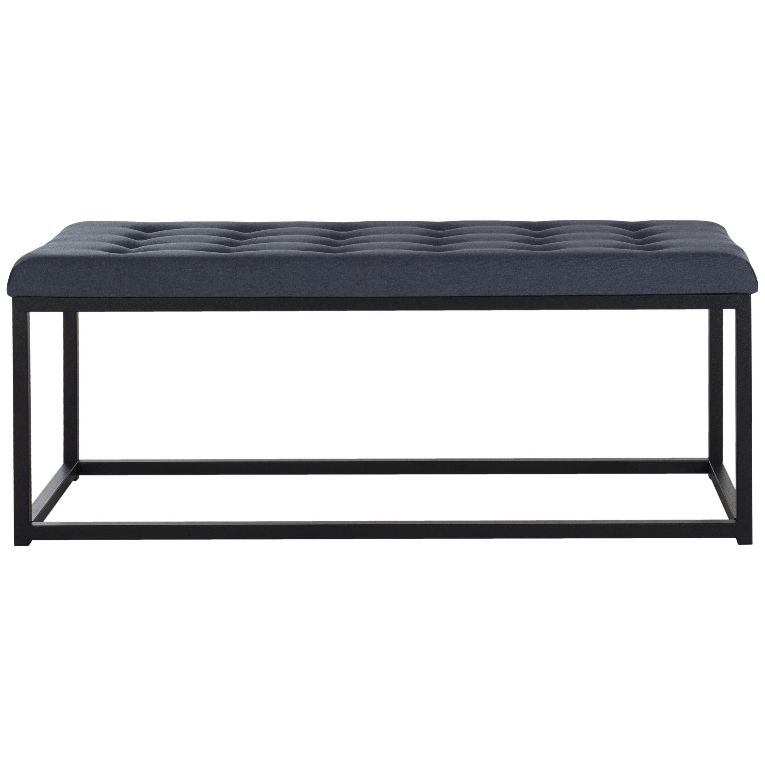 Shop Safavieh Reynlds Navy/ Black Bench – Free Shipping Today With Parsons Grey Marble Top &amp; Dark Steel Base 48x16 Console Tables (Photo 30 of 30)