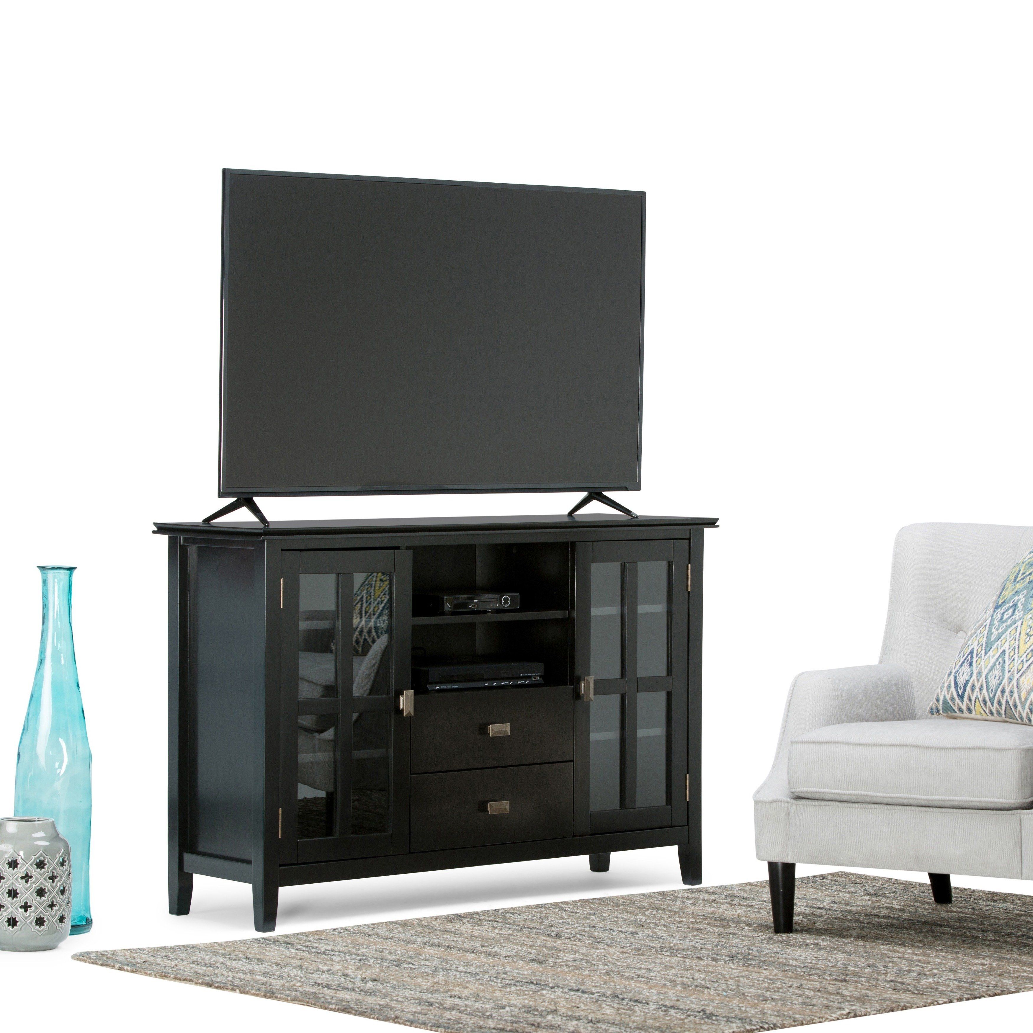Shop Wyndenhall Stratford Tall Tv Stand For Tv's Up To 60 Inches In Century Blue 60 Inch Tv Stands (View 4 of 30)