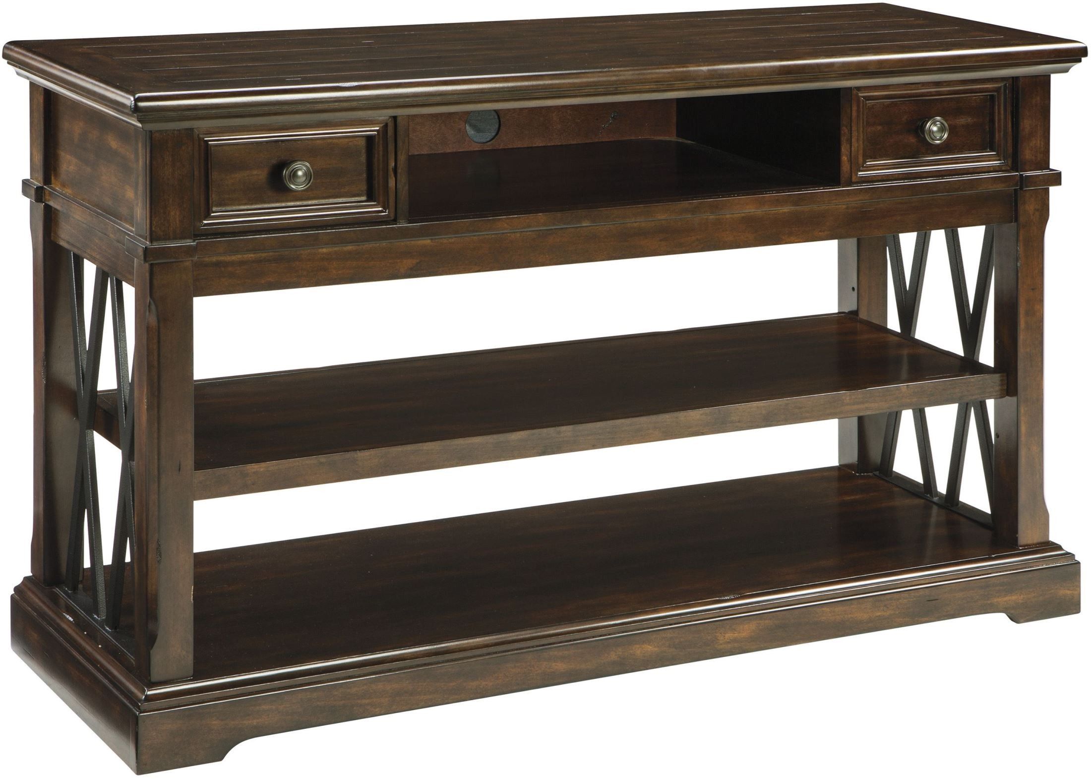 Signature Designashley Roddinton Dark Brown Sofa Table Pertaining To Walters Media Console Tables (View 11 of 30)