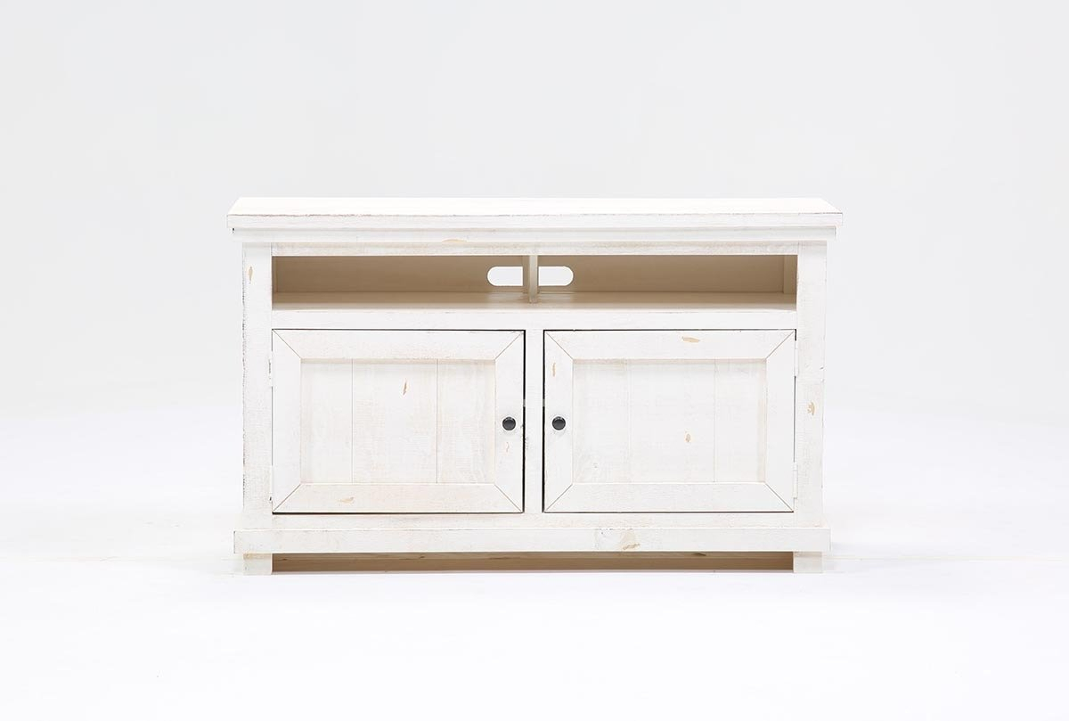 Sinclair White 54 Inch Tv Stand | Living Spaces Pertaining To Sinclair White 54 Inch Tv Stands (Photo 1 of 30)