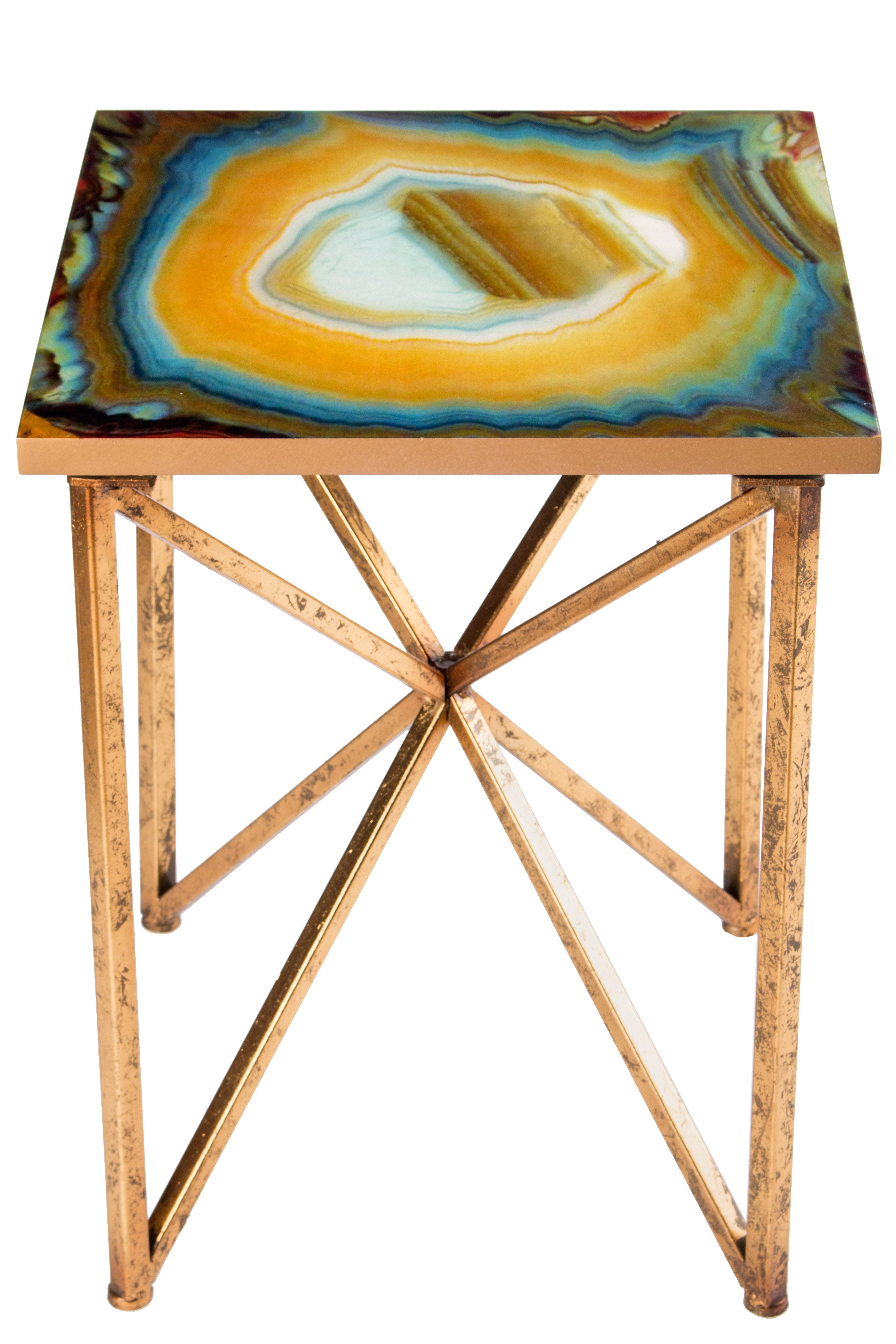 Statementsj Or Agate End Table | Wayfair Regarding Mix Agate Metal Frame Console Tables (Photo 20 of 30)