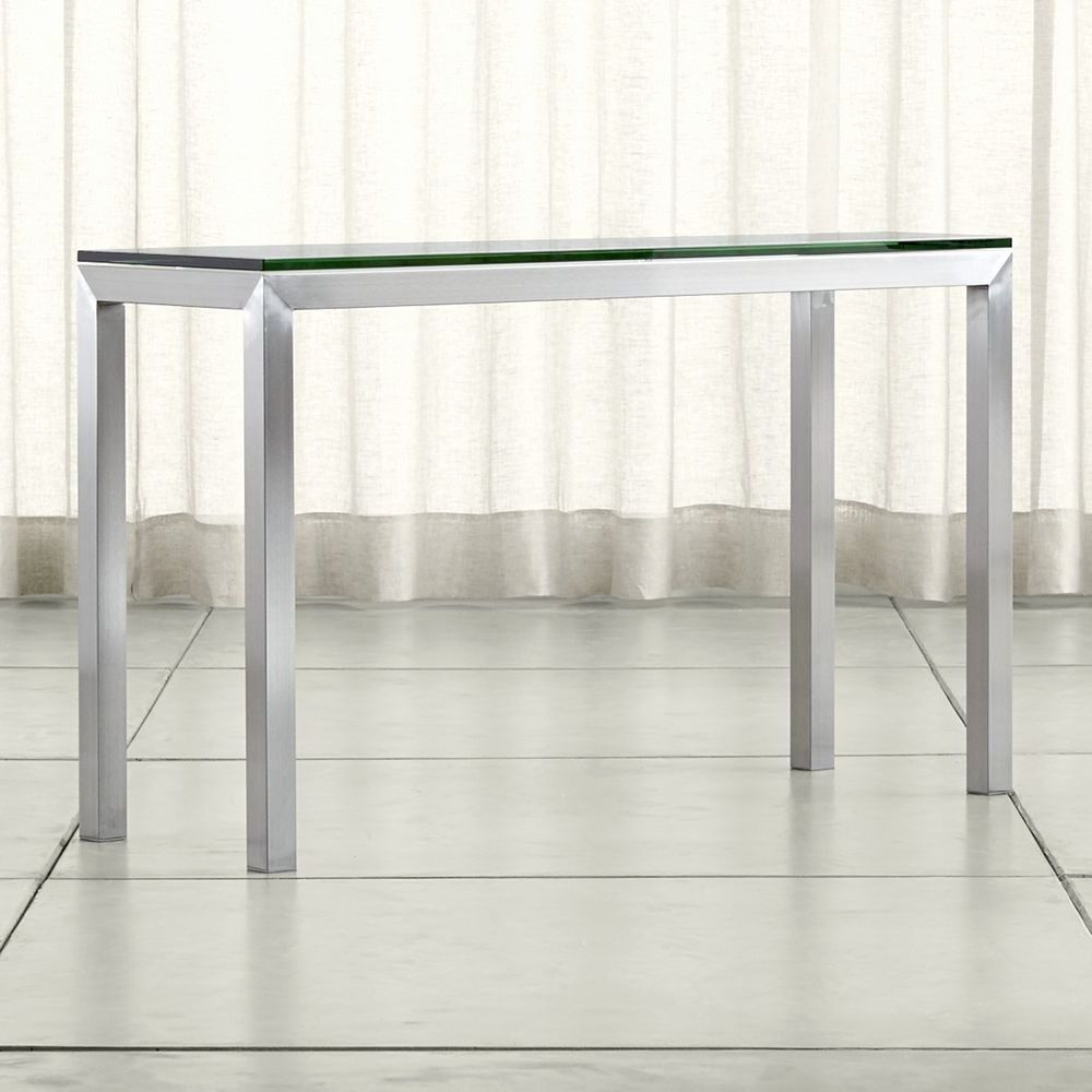 Tavolo A Consolle Fresco Parsons Clear Glass Top Stainless Steel Within Parsons Clear Glass Top & Dark Steel Base 48x16 Console Tables (View 17 of 30)