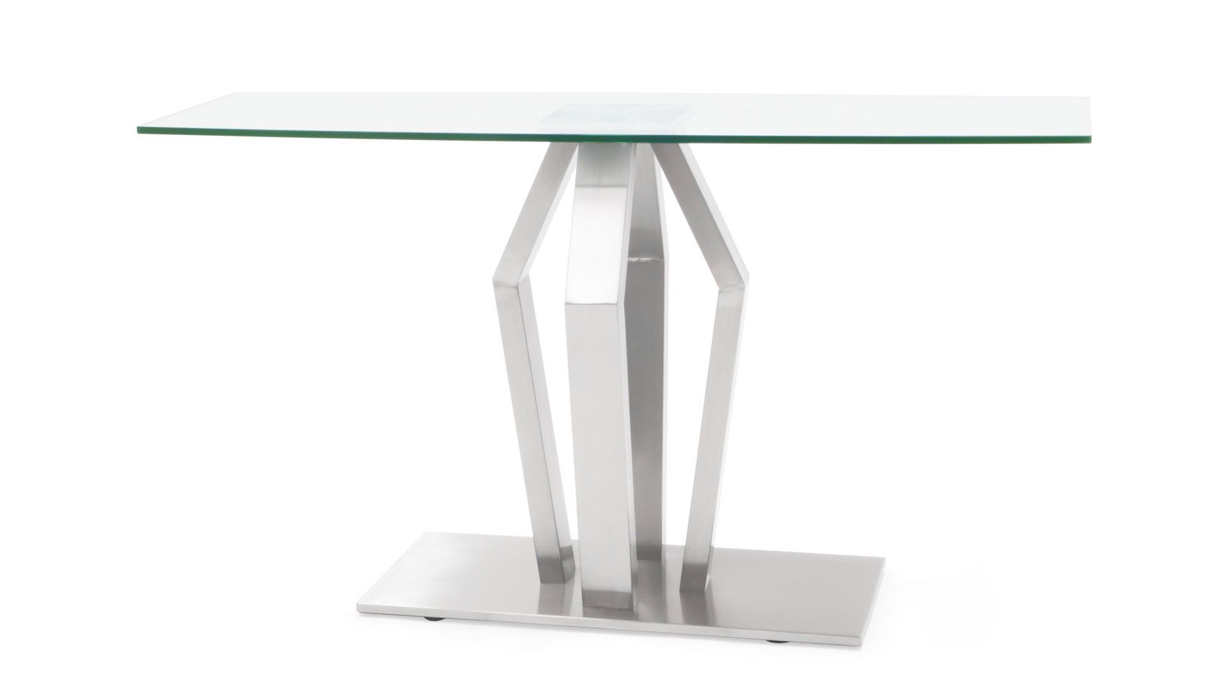 Tempered Glass And Brushed Stainless Steel Aiden Console Table Within Layered Wood Small Square Console Tables (Photo 29 of 30)