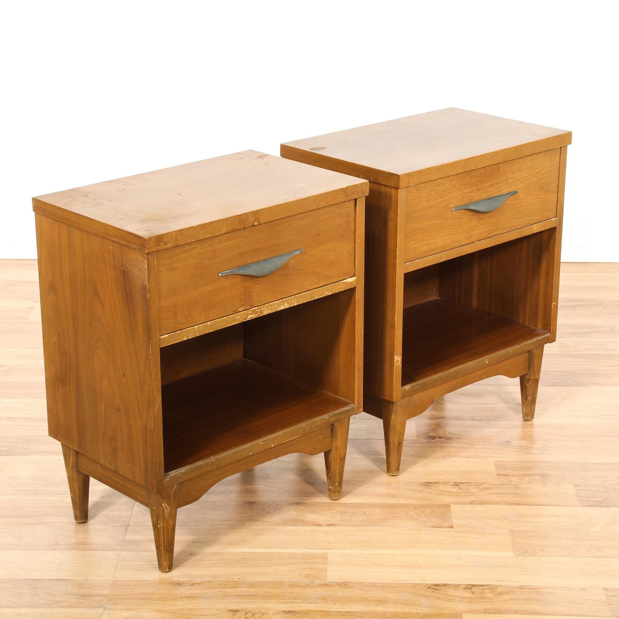 This Pair Of Mid Century Modern Nightstands Are Featured In A Solid In Dixon Black 65 Inch Highboy Tv Stands (View 21 of 30)