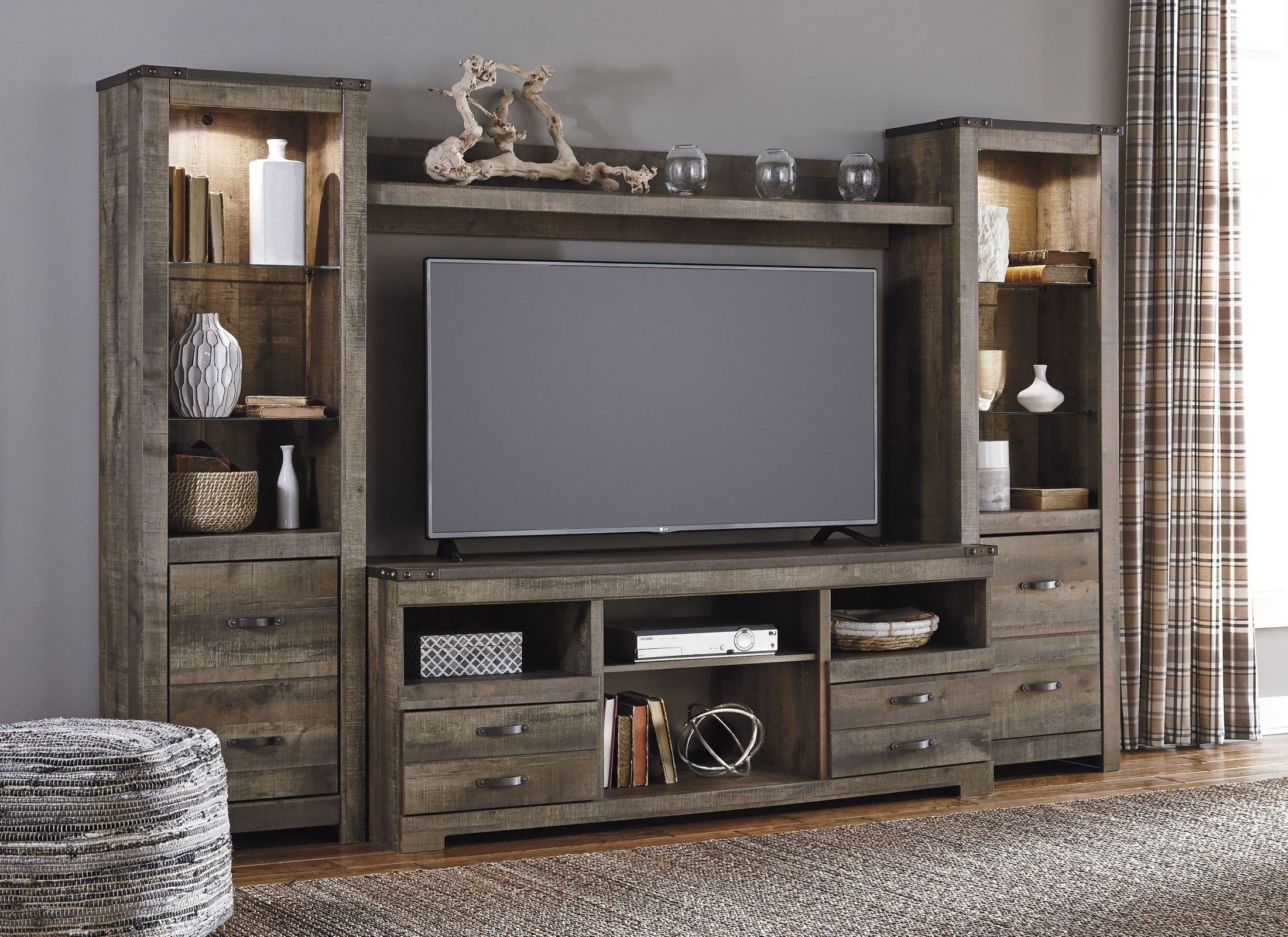 Trinell Brown Entertainment Wall From Ashley (w446 68 24(2) 27 Inside Vista 68 Inch Tv Stands (View 27 of 30)