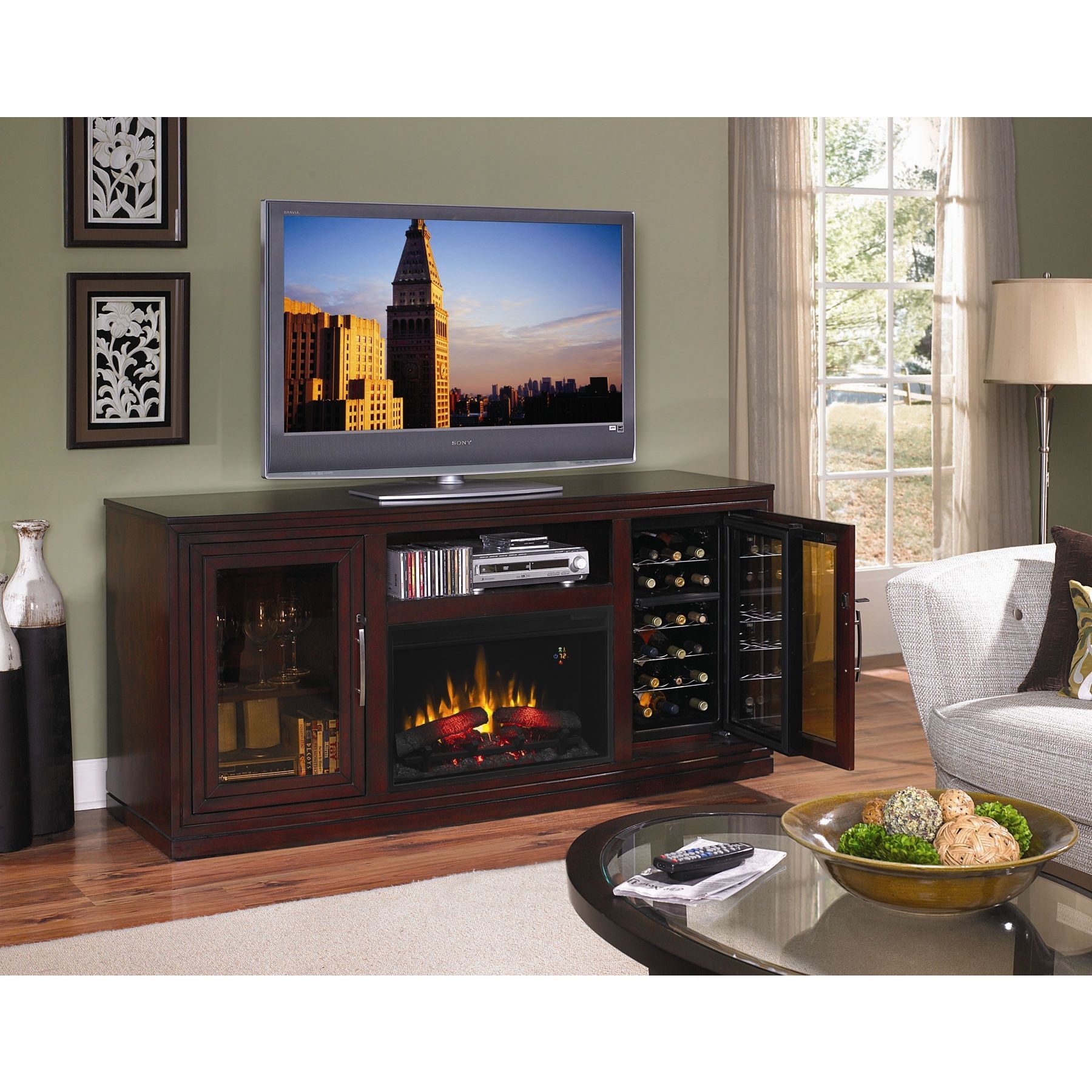 Tv Stand, Fireplace, Wine Rack | For The Home In 2019 | Pinterest Throughout Casey Umber 66 Inch Tv Stands (Photo 1 of 30)