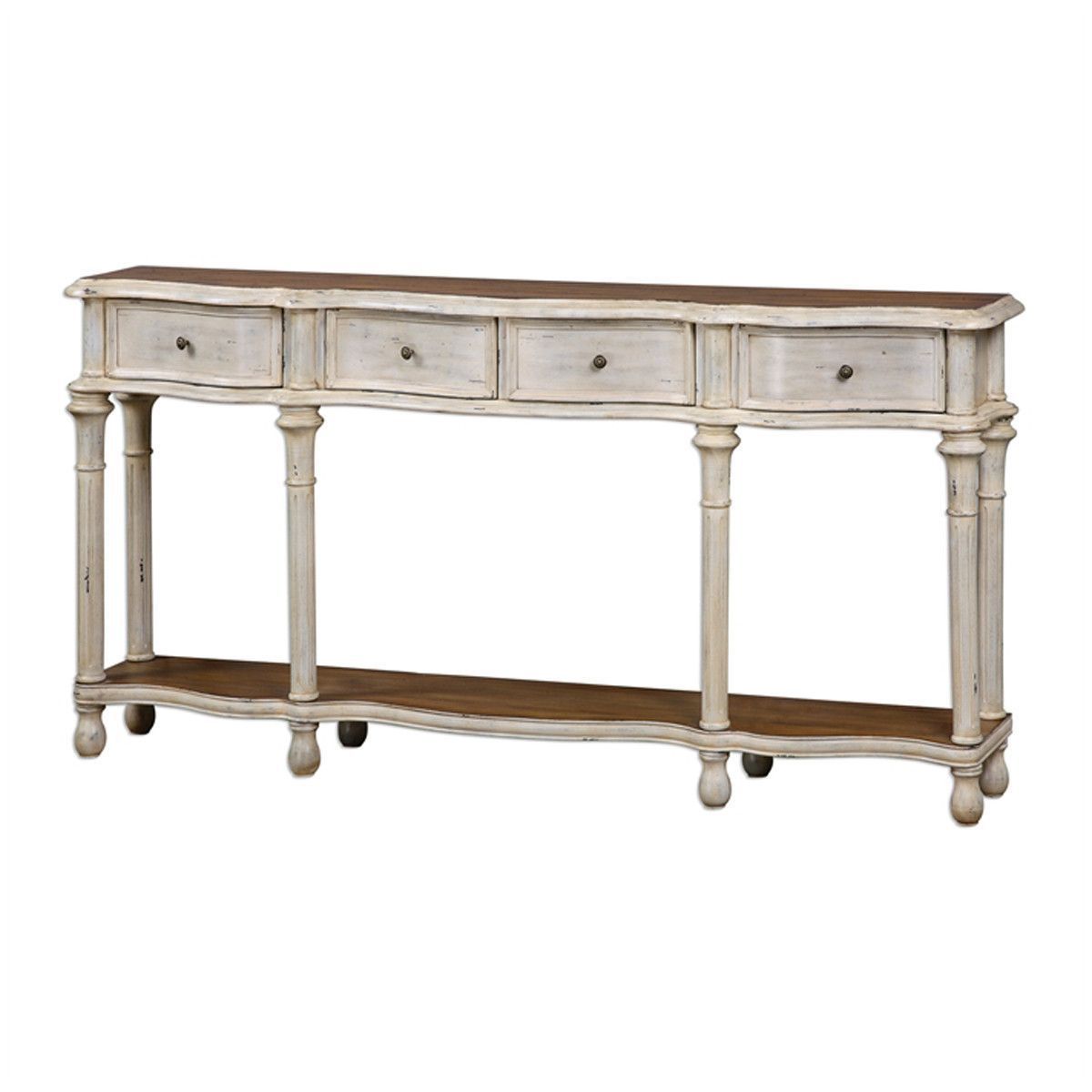 Uttermost Gaultier Distressed Off White Console Table | White Inside Antique White Distressed Console Tables (Photo 10 of 30)