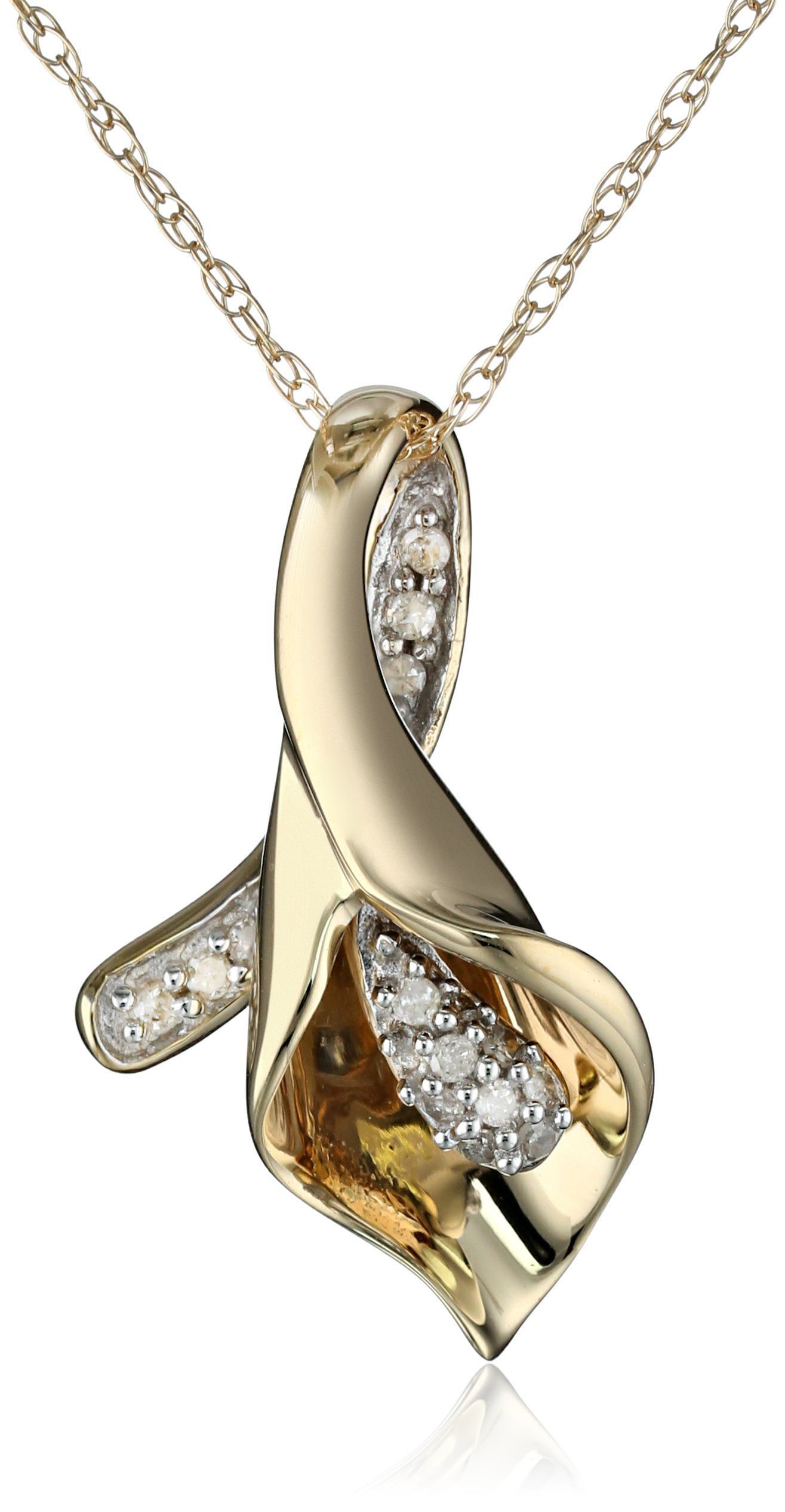 10k Gold Calla Lily Diamond Pendant | Girl Stuff | Diamond With Regard To Kimsey 1 Light Teardrop Pendants (View 24 of 30)