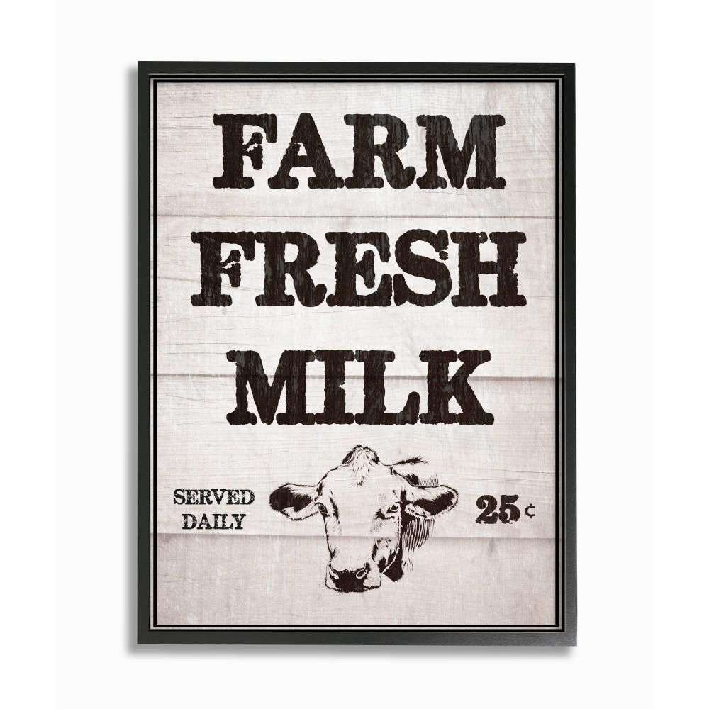 11 In. X 14 In. "farm Fresh Milk Vintage Sign"daphne Polselli Wood  Framed Wall Art In Casual Country Eat Here Retro Wall Decor (Photo 28 of 30)