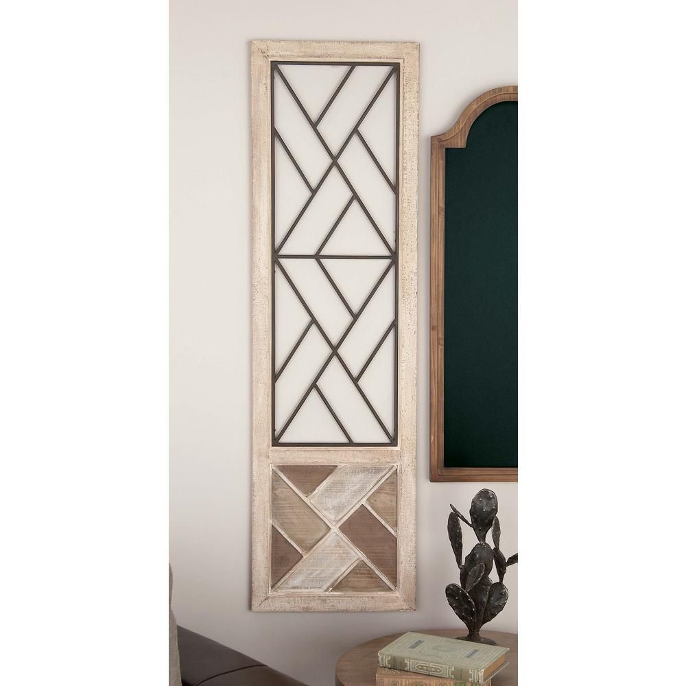 13 In. X 47 In. Modern Geometric Wood And Metal Wall Panel Intended For Brown Wood And Metal Wall Decor (Photo 12 of 30)