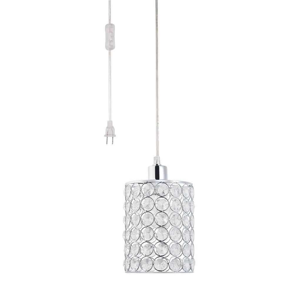 15 Ft. 1 Light Chrome/crystal Cylindrical Plug In Clear Cord Pendant With  Shade Inside Angelina 1 Light Single Cylinder Pendants (Photo 19 of 30)