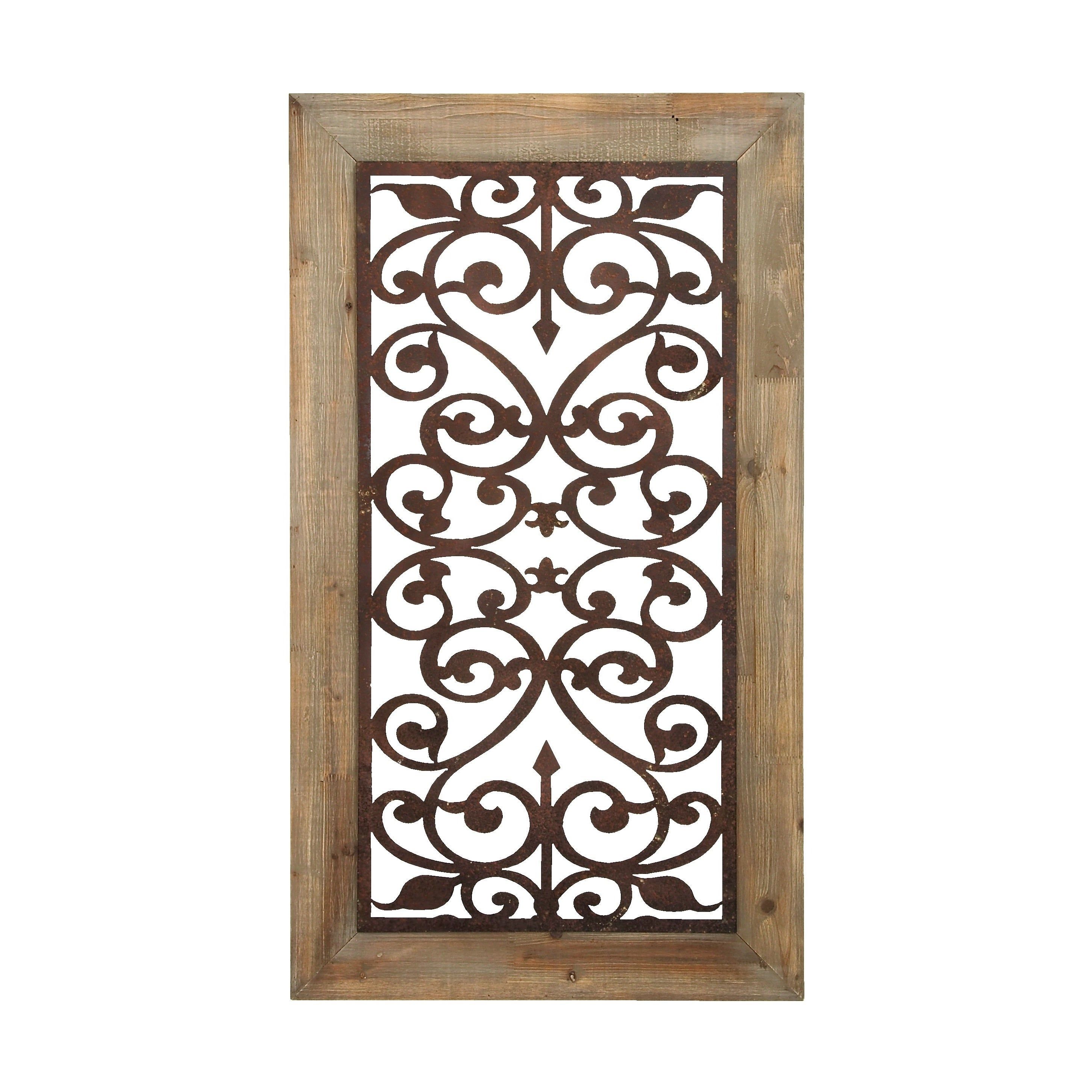 26" X 46" Distressed Wood & Brown Metal Wall Art Panel W/ Scroll Design Studio 35 | Overstock Shopping – The Best Deals On Wood Wall Art Intended For Ornamental Wood And Metal Scroll Wall Decor (View 4 of 30)