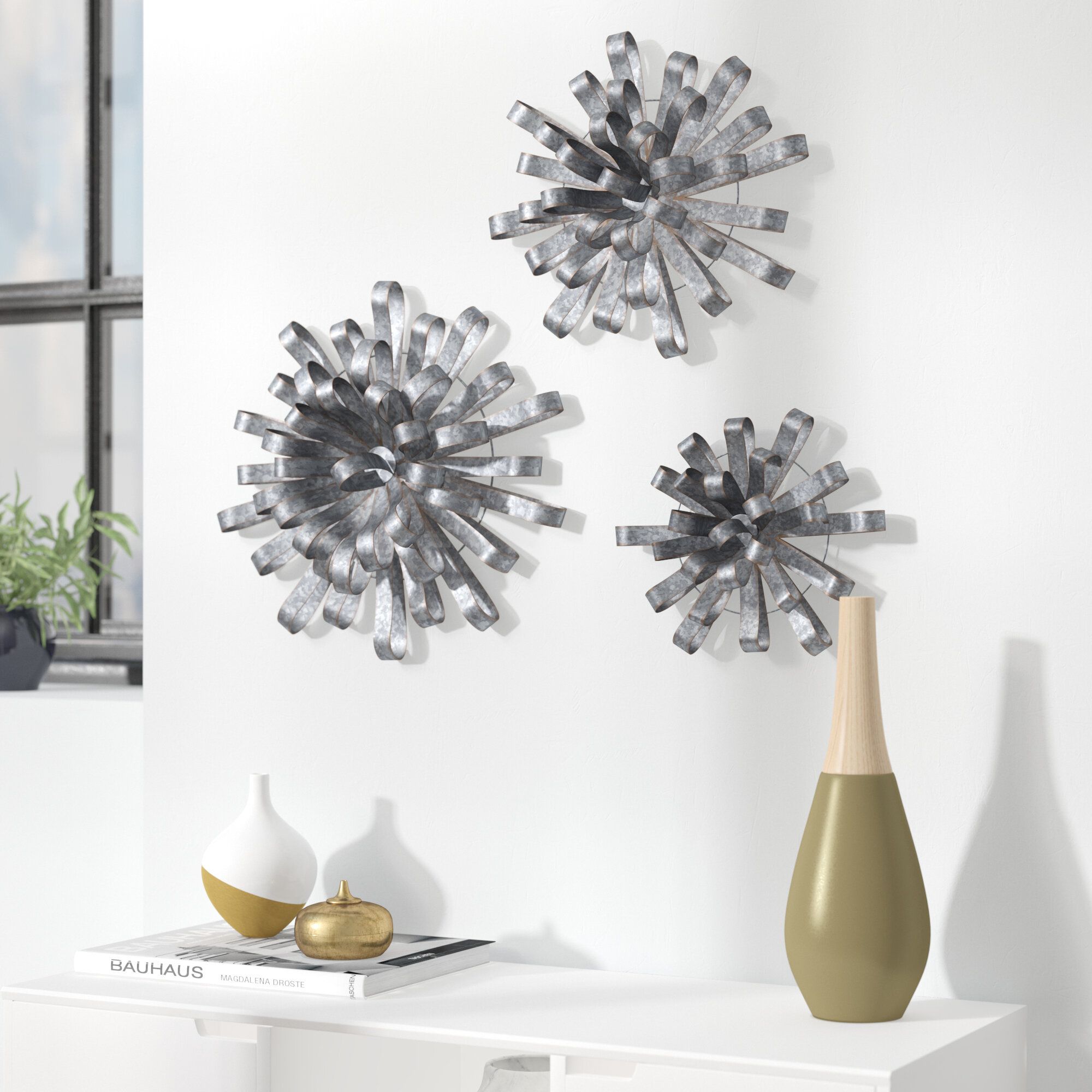 3 Piece Decorative Bow Wall Décor Set With 3 Piece Acrylic Burst Wall Decor Sets (set Of 3) (View 23 of 30)