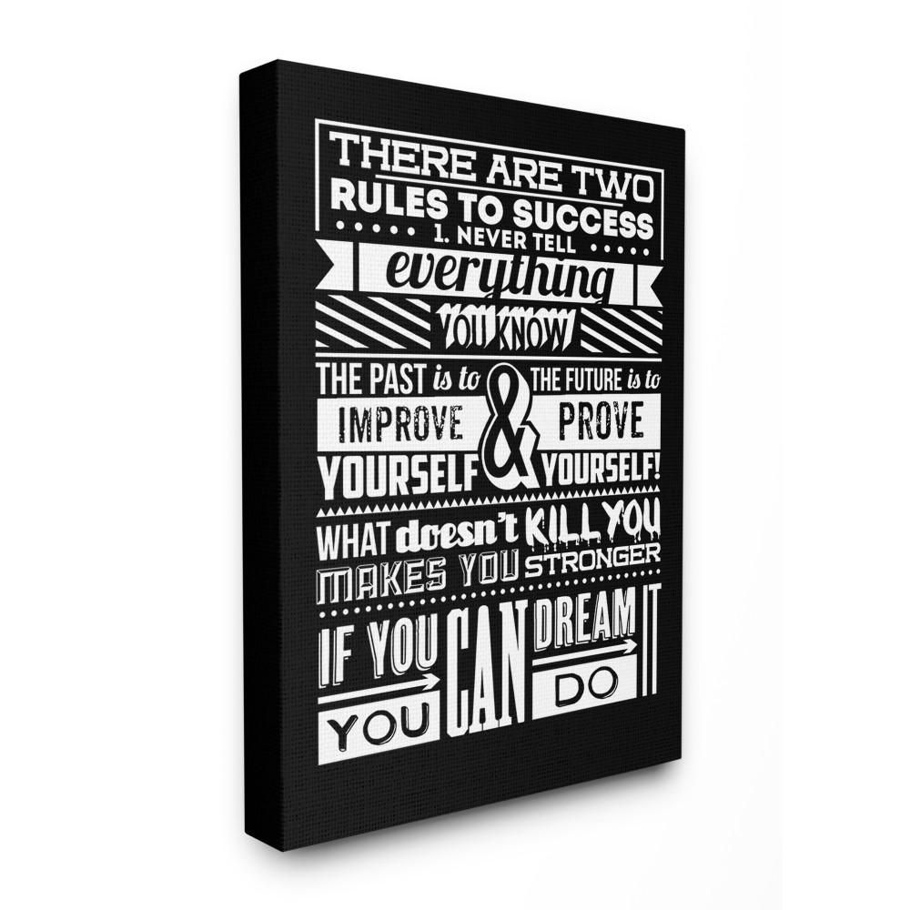 30 In. X 40 In. "two Rules To Success Black And White Inspirational  Typography"typelike Canvas Wall Art Within Rectangle Like Yourself Inspirational Typography Wall Plaque (Photo 9 of 30)