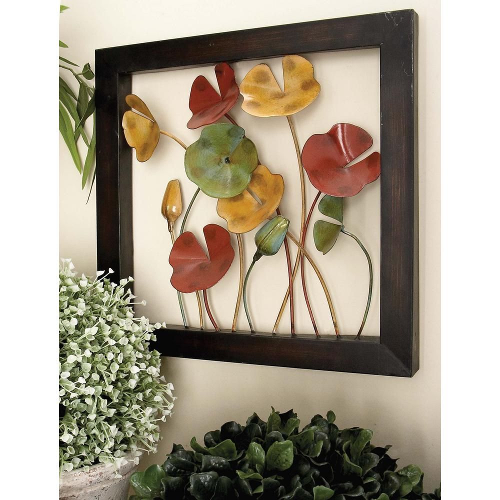4 Piece New Traditional Poppy Flower With Copper Stems Metal Wall Decor In 4 Piece Wall Decor Sets (View 27 of 30)