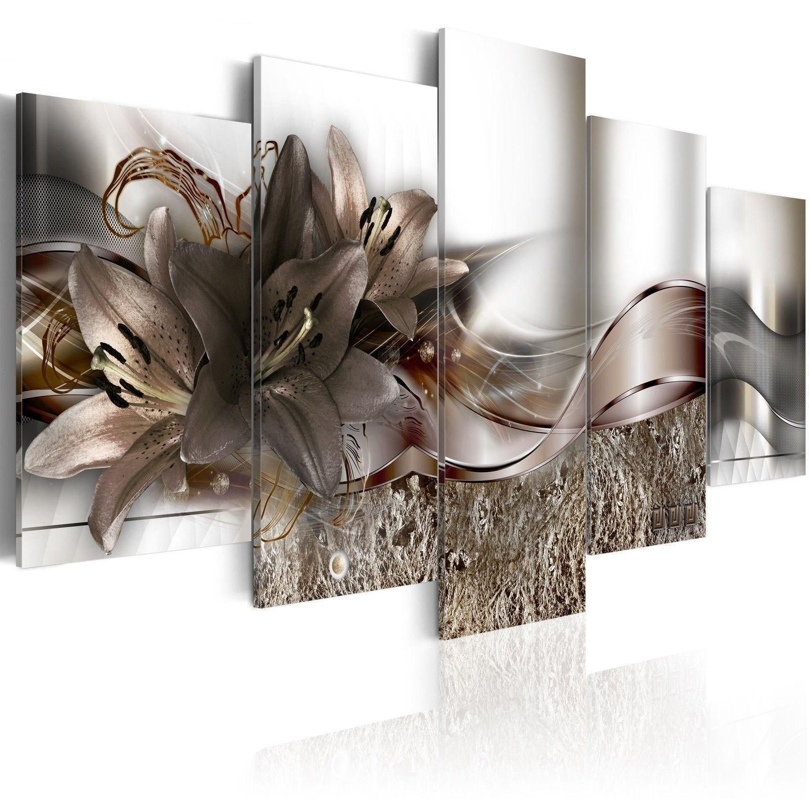 5 Panels Large Abstract Flowers Print Pictures Canvas Wall Art Prints  Unframed Paintings For Home Decorations Regarding Abstract Bar And Panel Wall Decor (Photo 16 of 30)