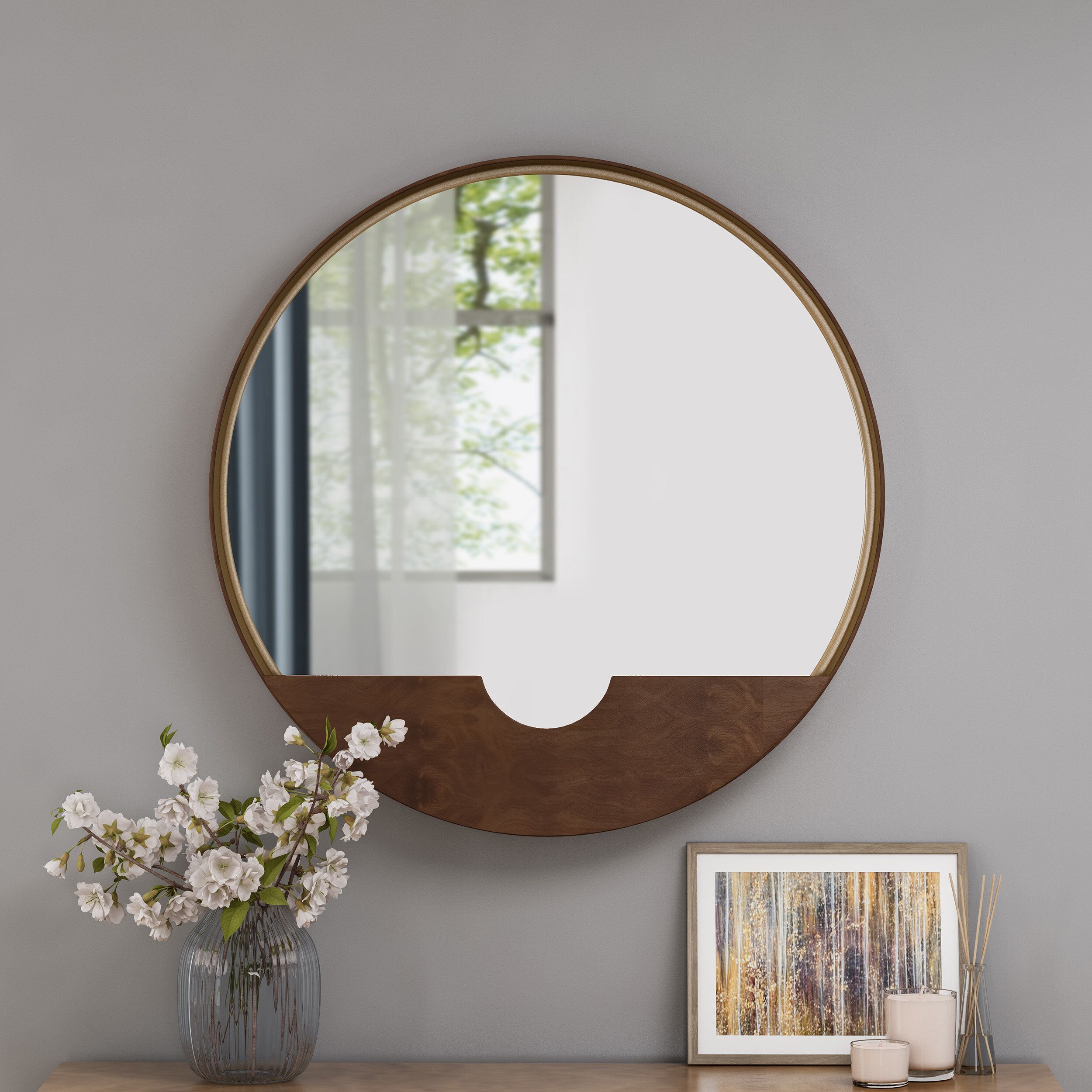 Albertson Round Minimalistic Metal Accent Mirror Pertaining To Tanner Accent Mirrors (View 14 of 30)