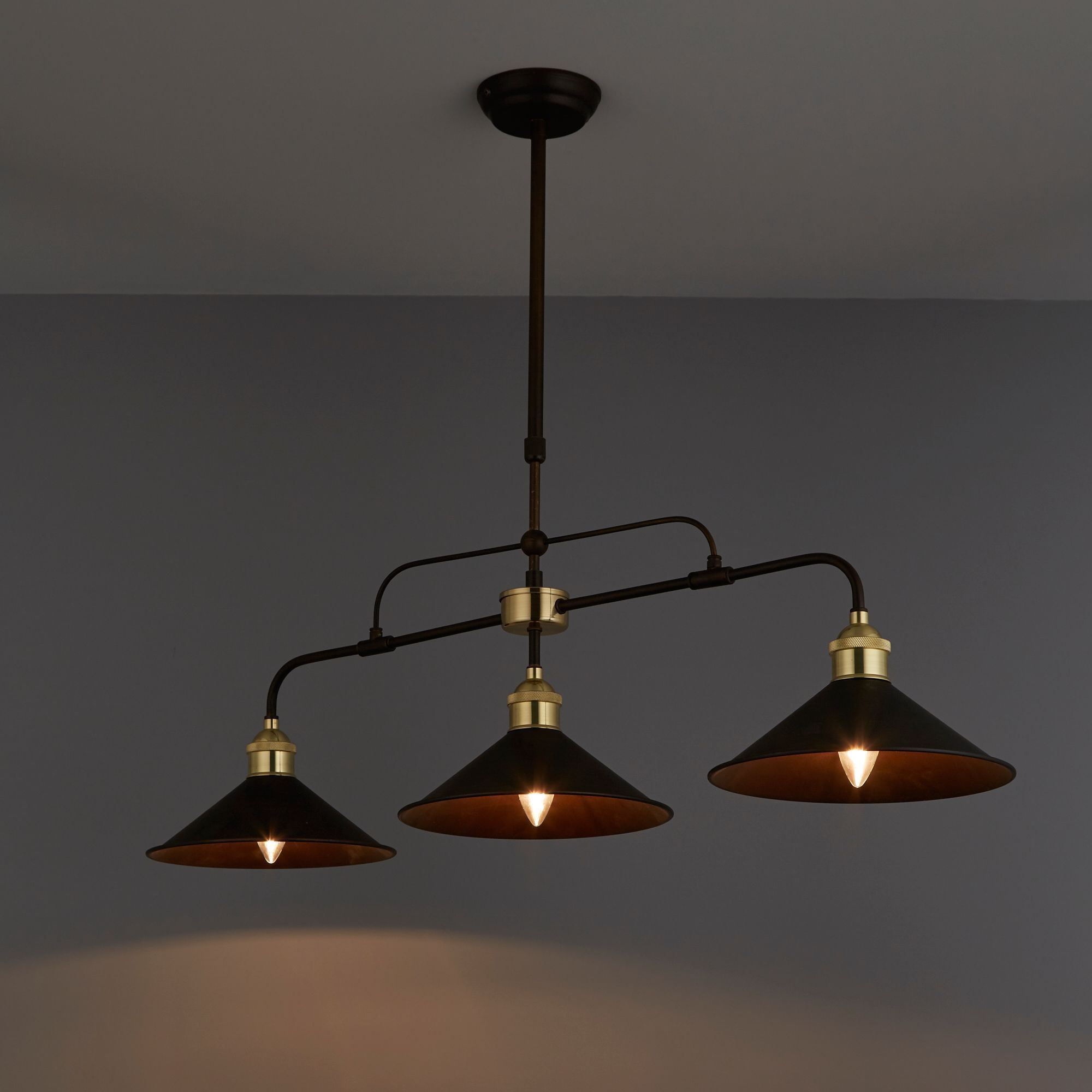 Alfie Bronze Effect 3 Lamp Pendant Ceiling Light | 吊灯 Pertaining To Euclid 2 Light Kitchen Island Linear Pendants (Photo 14 of 30)