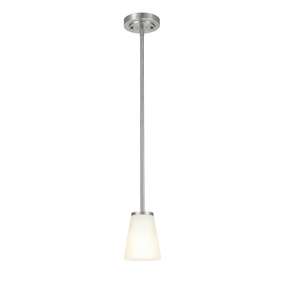 Alsy 1 Light Brushed Nickel Mini Pendant With Etched Glass Shade For Helina 1 Light Pendants (View 12 of 30)