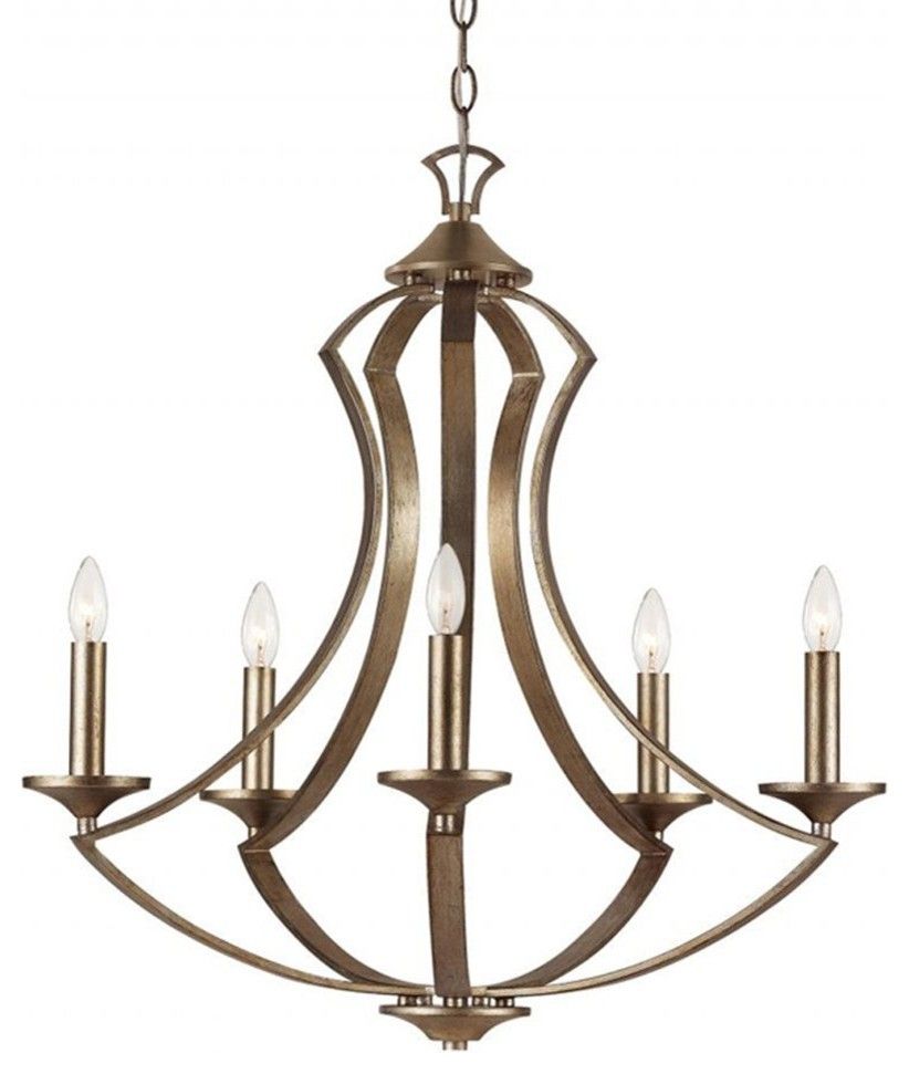 Antique Silver Leaf Six Light Chandelier In Hayden 5 Light Shaded Chandeliers (View 28 of 30)
