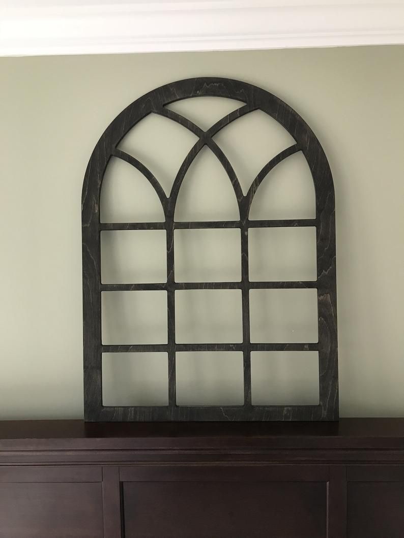Arched Farmhouse Frame, Faux Window Frame, Arched, Stained, Custom Arch,  Shabby Chic Wall Hanging Wall Decor Shutter Vintage Inspired 38 Throughout Shutter Window Hanging Wall Decor (View 9 of 30)