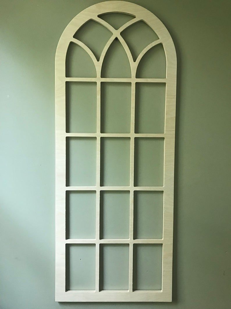 Arched Wood Wall Decor, Faux Window Frame, Arched, Stained, Custom Arch,  Shabby Chic, Wall Hanging Wall Decor, Shutter, Vintage Inspired 45h With Faux Window Wood Wall Mirrors (Photo 9 of 30)