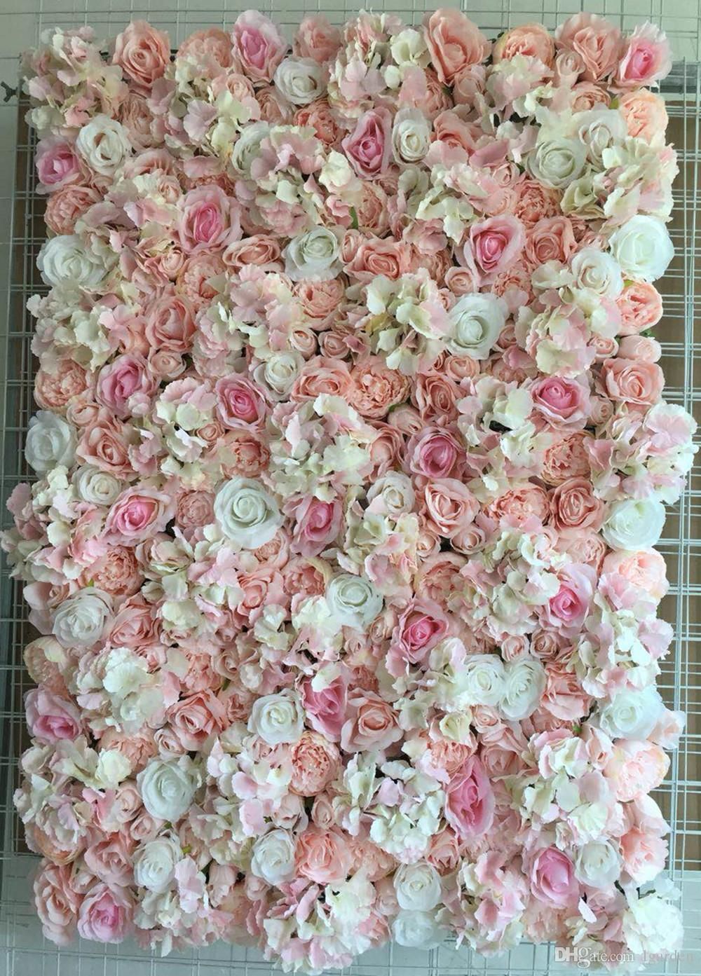 Artificial Flower Wall 3d Fake Flowers With Europe Rose Use For Wedding  Background Decoration Throughout Flower Wall Decor (View 23 of 30)