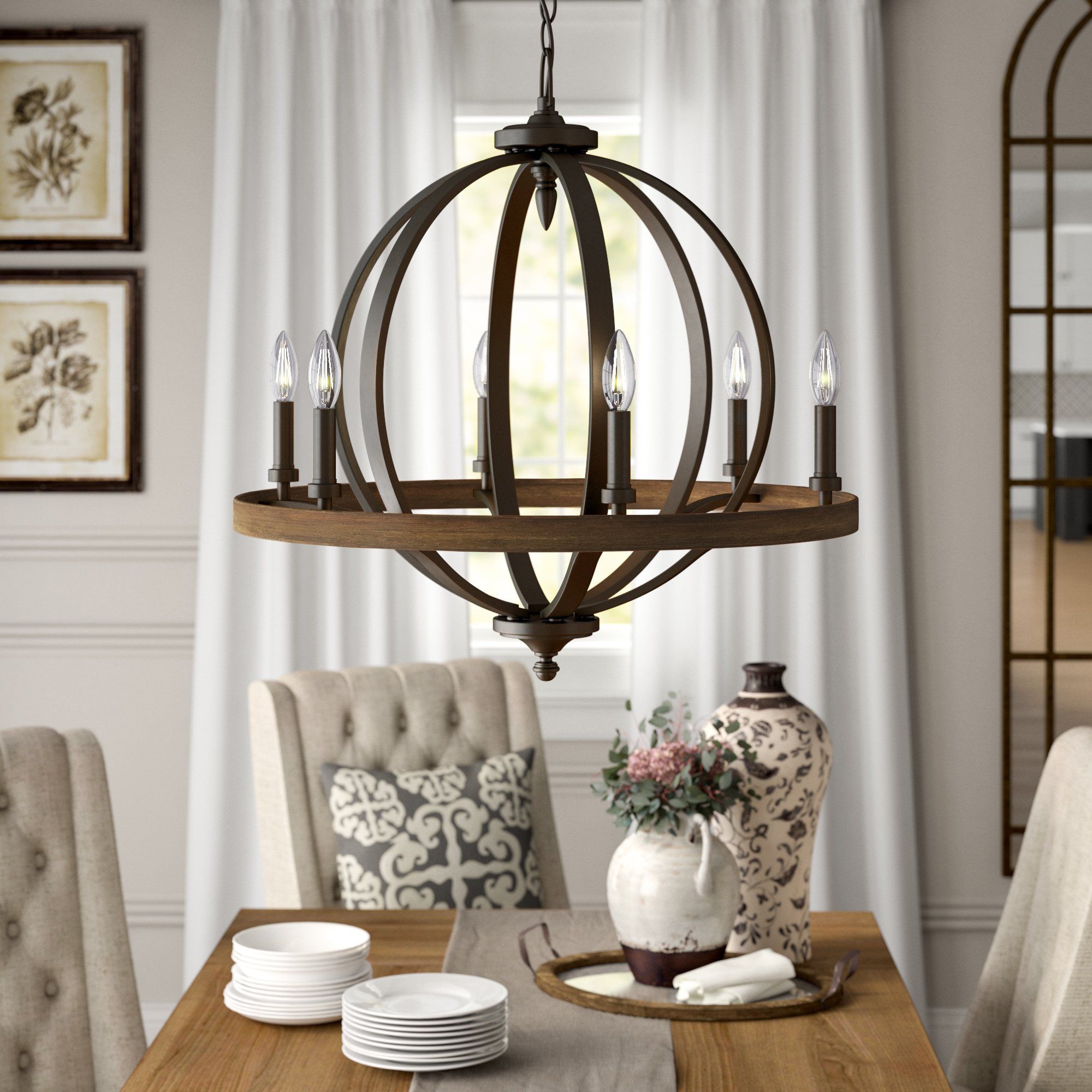 Bender 6 Light Candle Style Chandelier With Regard To Ricciardo 4 Light Globe Chandeliers (View 15 of 30)