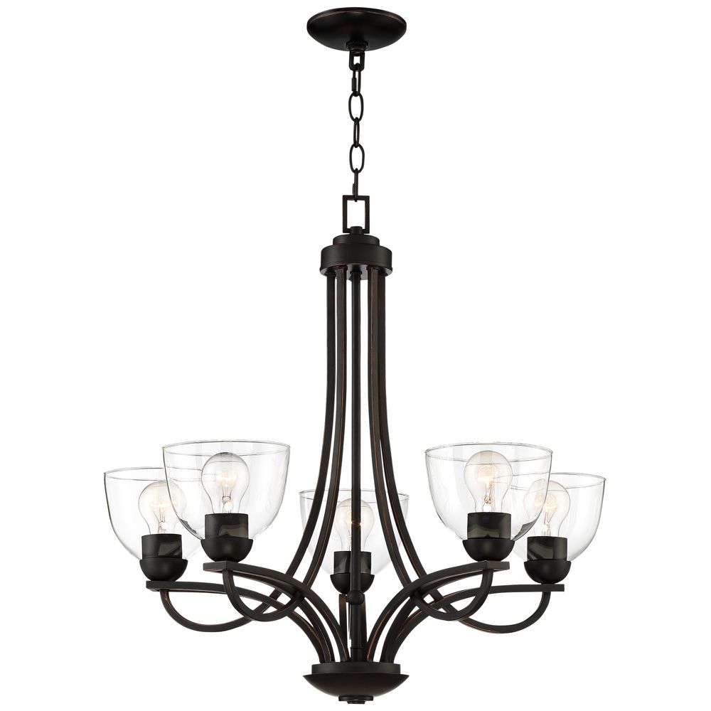 Bennington 26" Wide Bronze 5 Light Chandelier – Style Pertaining To Gaines 5 Light Shaded Chandeliers (Photo 30 of 30)