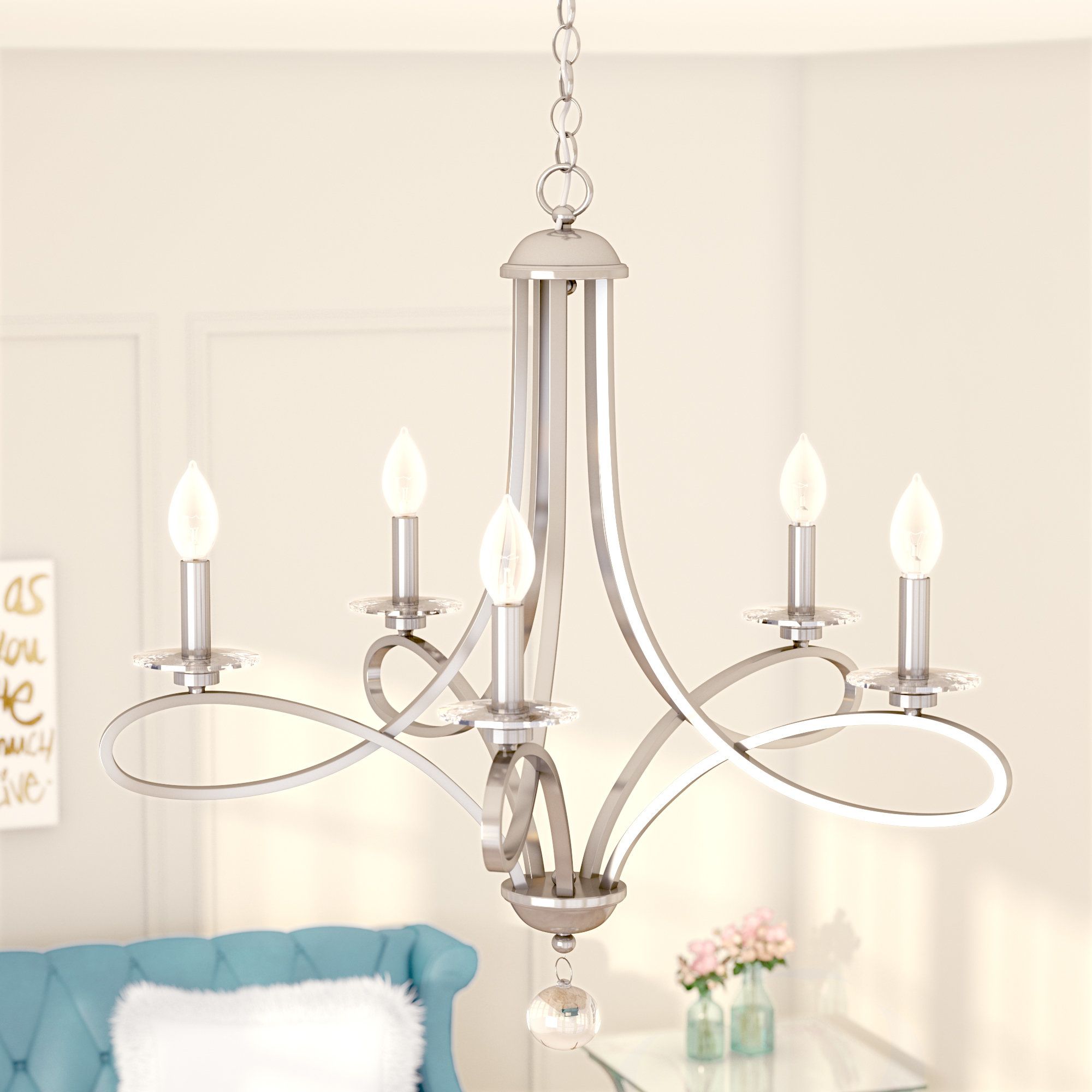 Berger 5 Light Candle Style Chandelier With Regard To Berger 5 Light Candle Style Chandeliers (View 1 of 30)